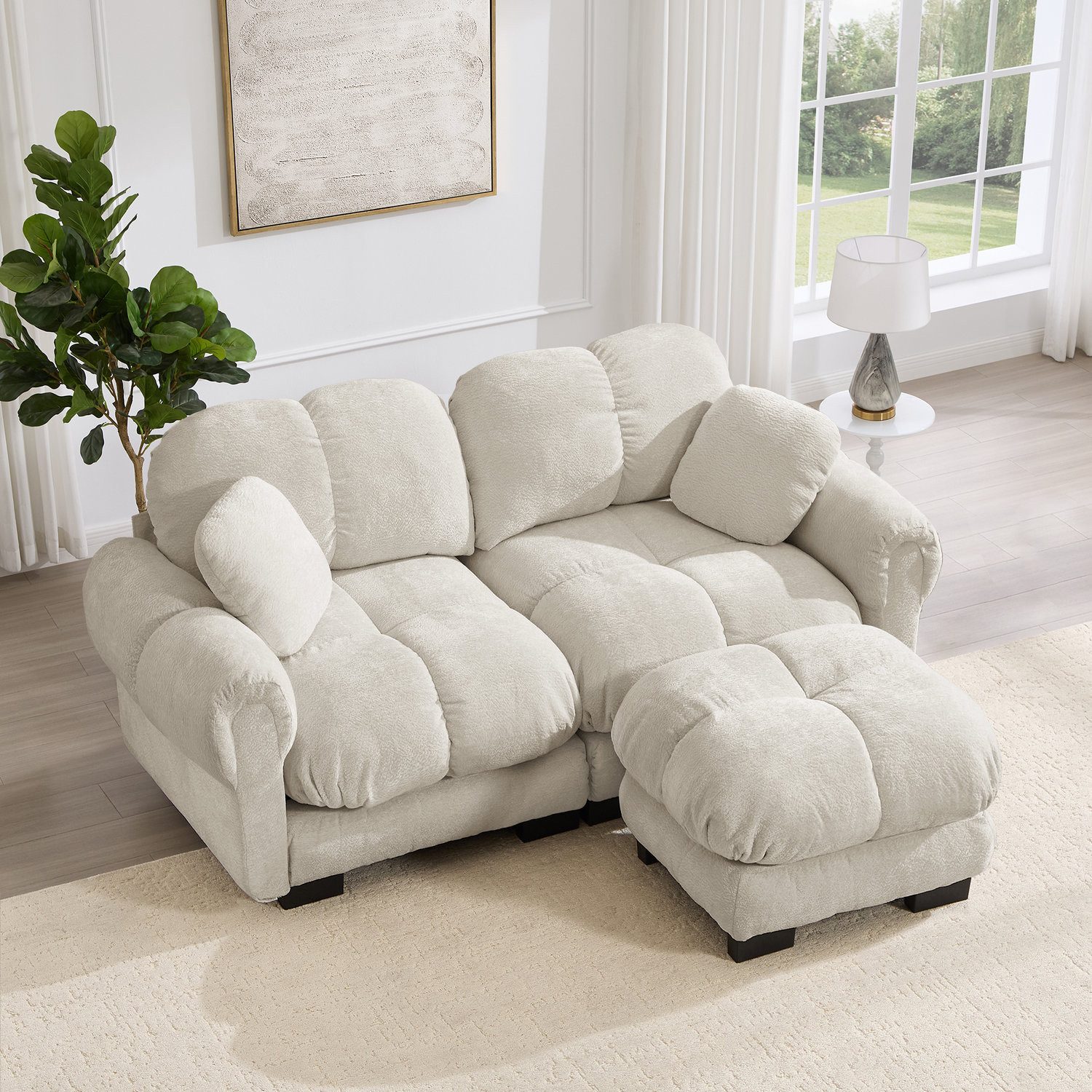 Odikalo 2-Sitzer Schlafsofa Polstersofa Ecksofa, Feines Steppdesign, eleganter Stil, Modulares sofa,Dicke Sitzkissen,Weich & Stützend,Ergonomisch geformte Rückenlehne,Einfach Aufzubauen