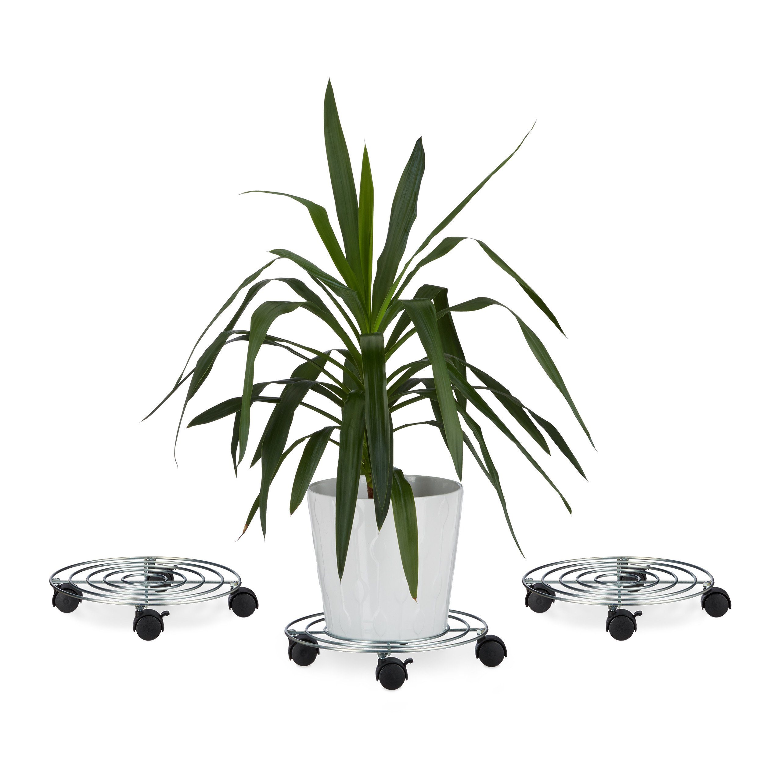 Blumentopfuntersetzer 3 x Pflanzenroller mit Bremse