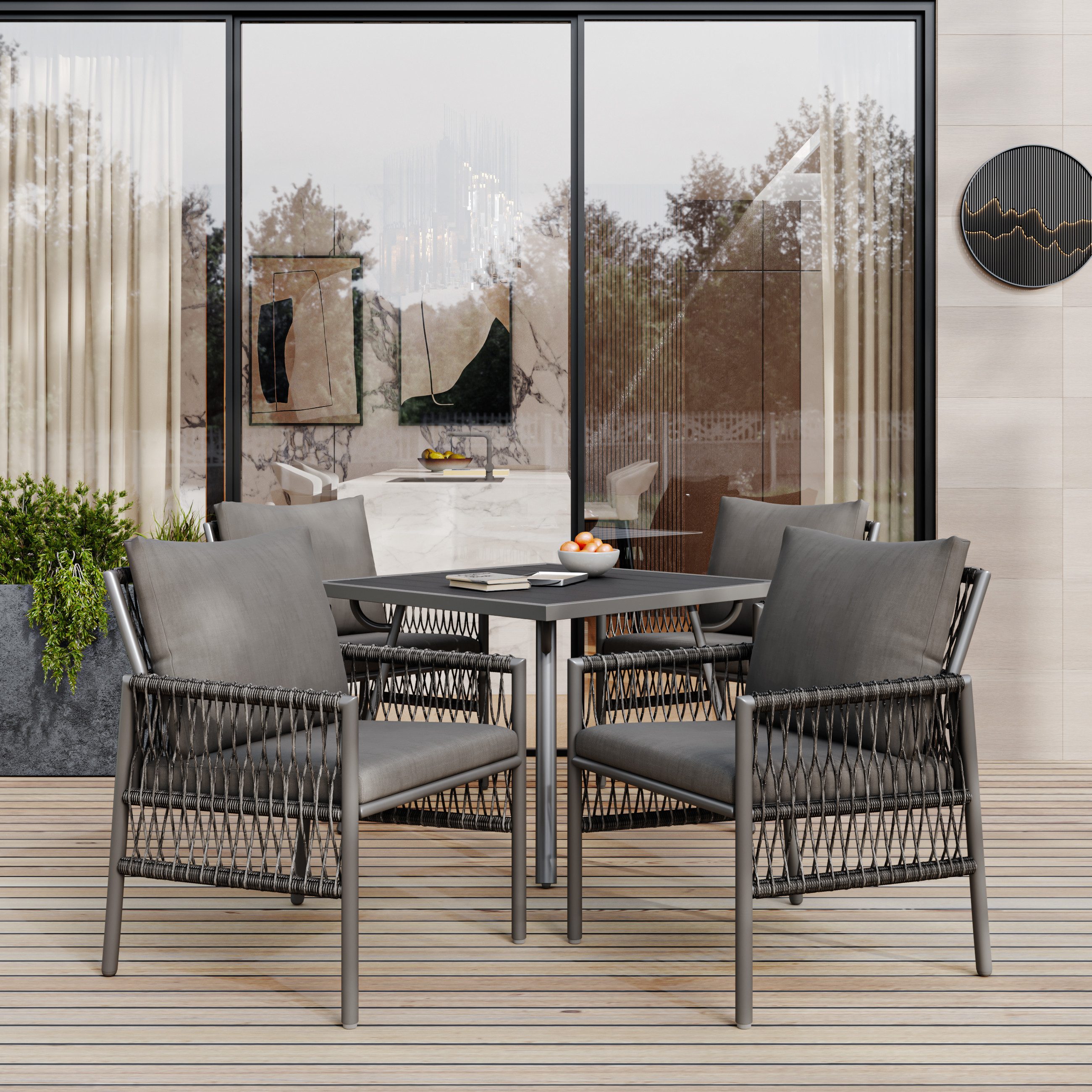 XDeer GartenEssgruppe GartenmöbelSet 5teiliges EsstischSet, 4