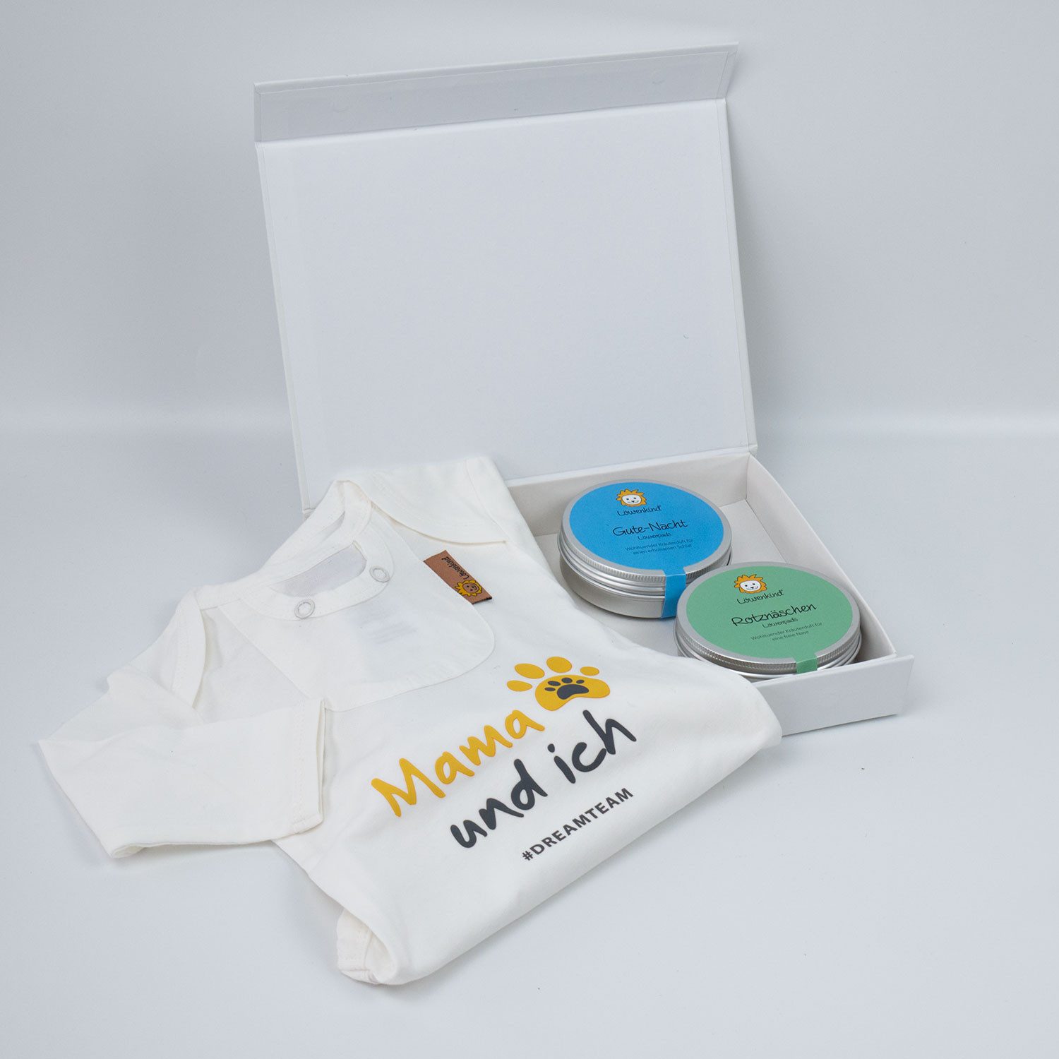 Erstausstattungspaket Geschenkset - Bedruckter Body, Gute-Nacht und Rotznäschen