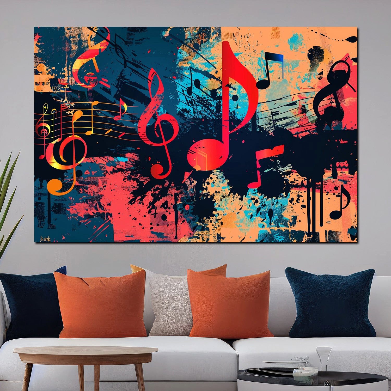 Artedinoi Leinwandbild Musiknoten Notenschlüssel bunt Pop Art Leinwandbild Wandbild XXL, Musiknoten, bunt