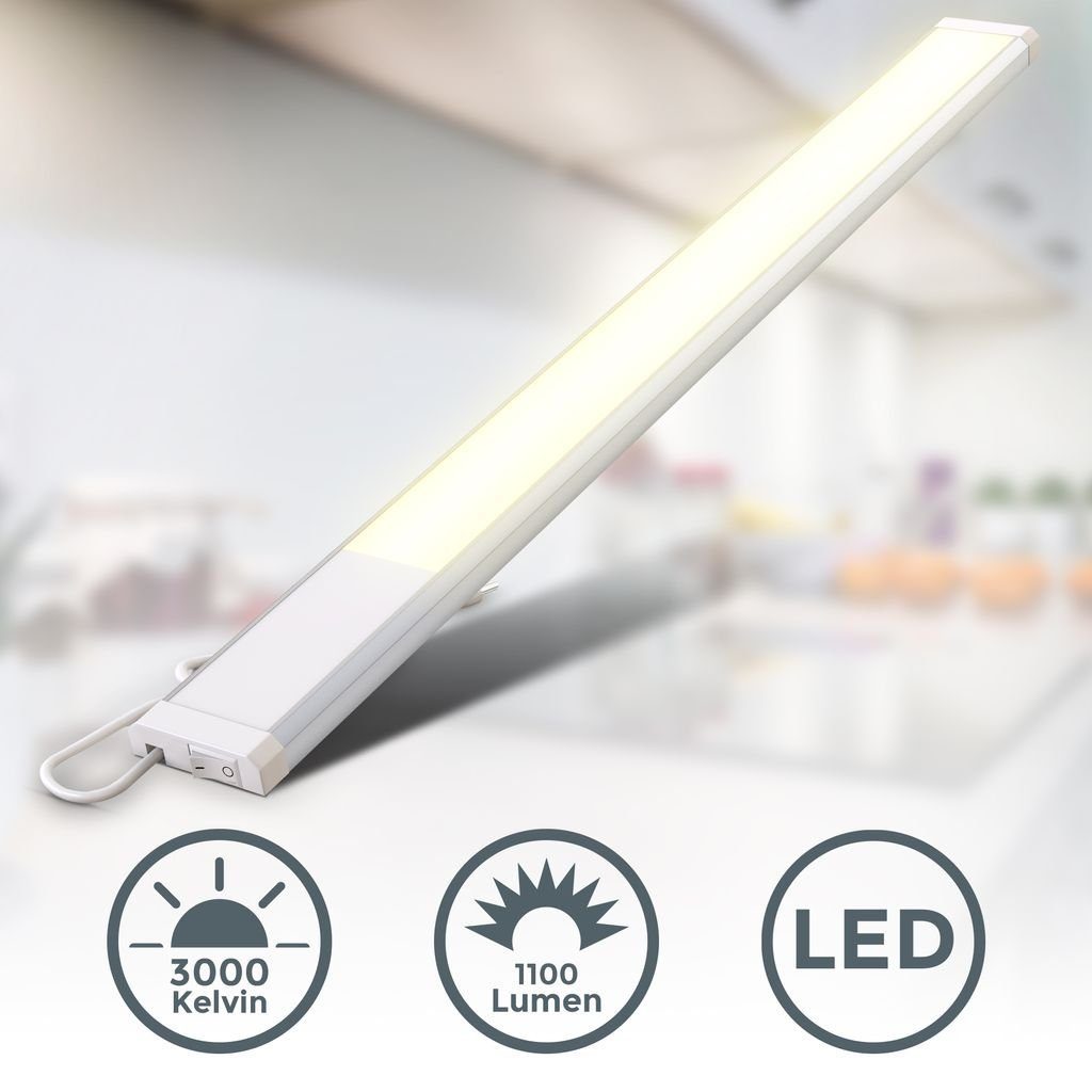 B.K.Licht LED Unterbauleuchte mit Schalter Lichtleiste 57x4,9 cm Küche 230V weiß-silber - BKL1167, LED fest integriert, 3000K - Warmweiß – Bild 2 von 5