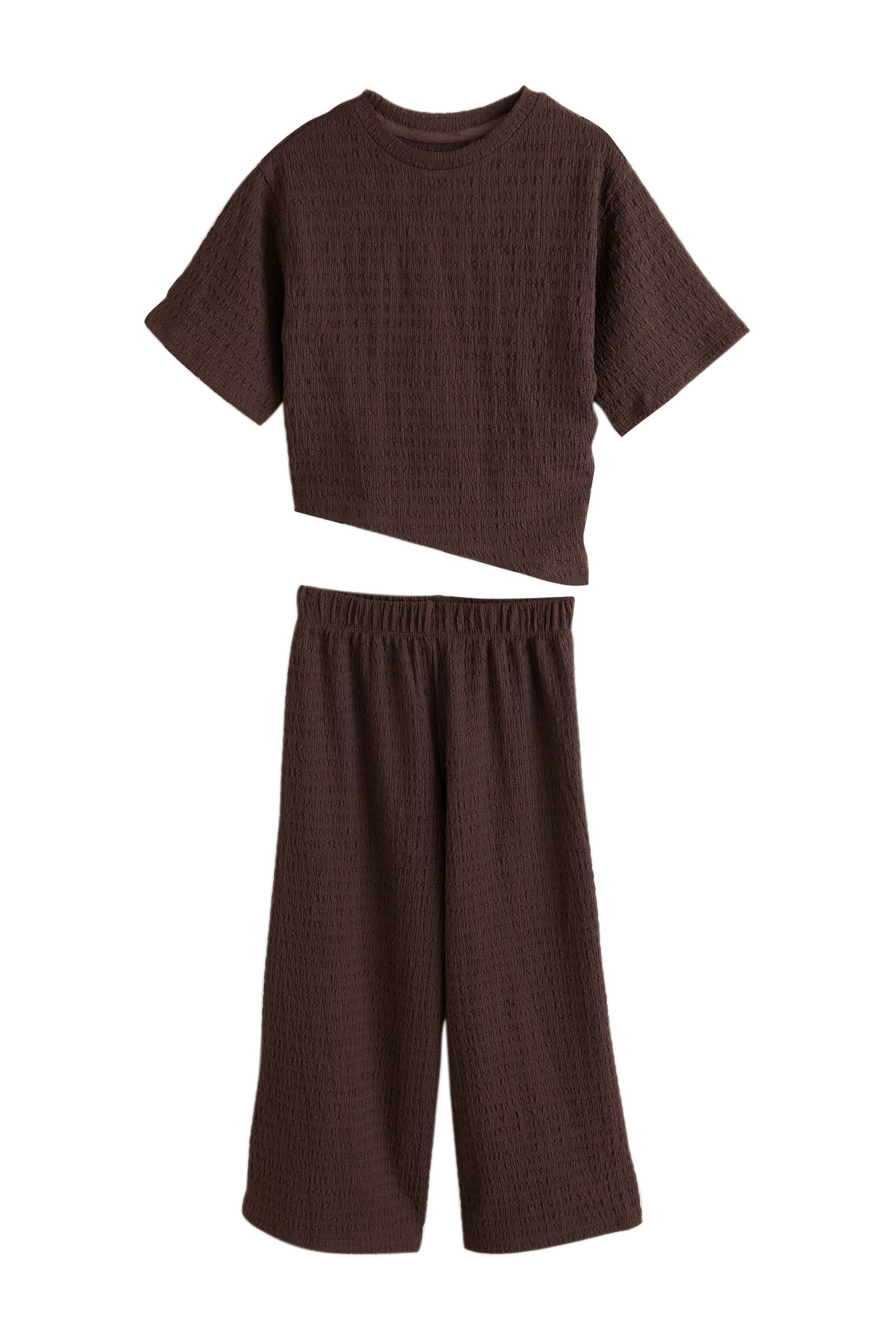 Next T-Shirt Asymmetrisches T-Shirt und weite Hose im Set (2-tlg)