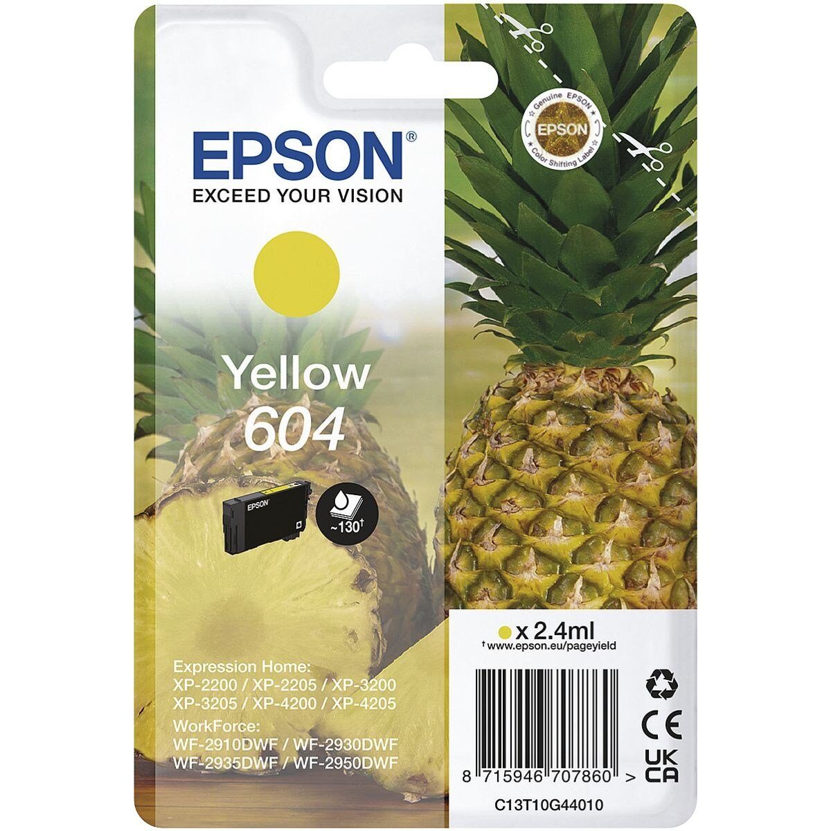 Epson 604 Tintenpatrone (1-tlg., Original Druckerpatrone, gelb)