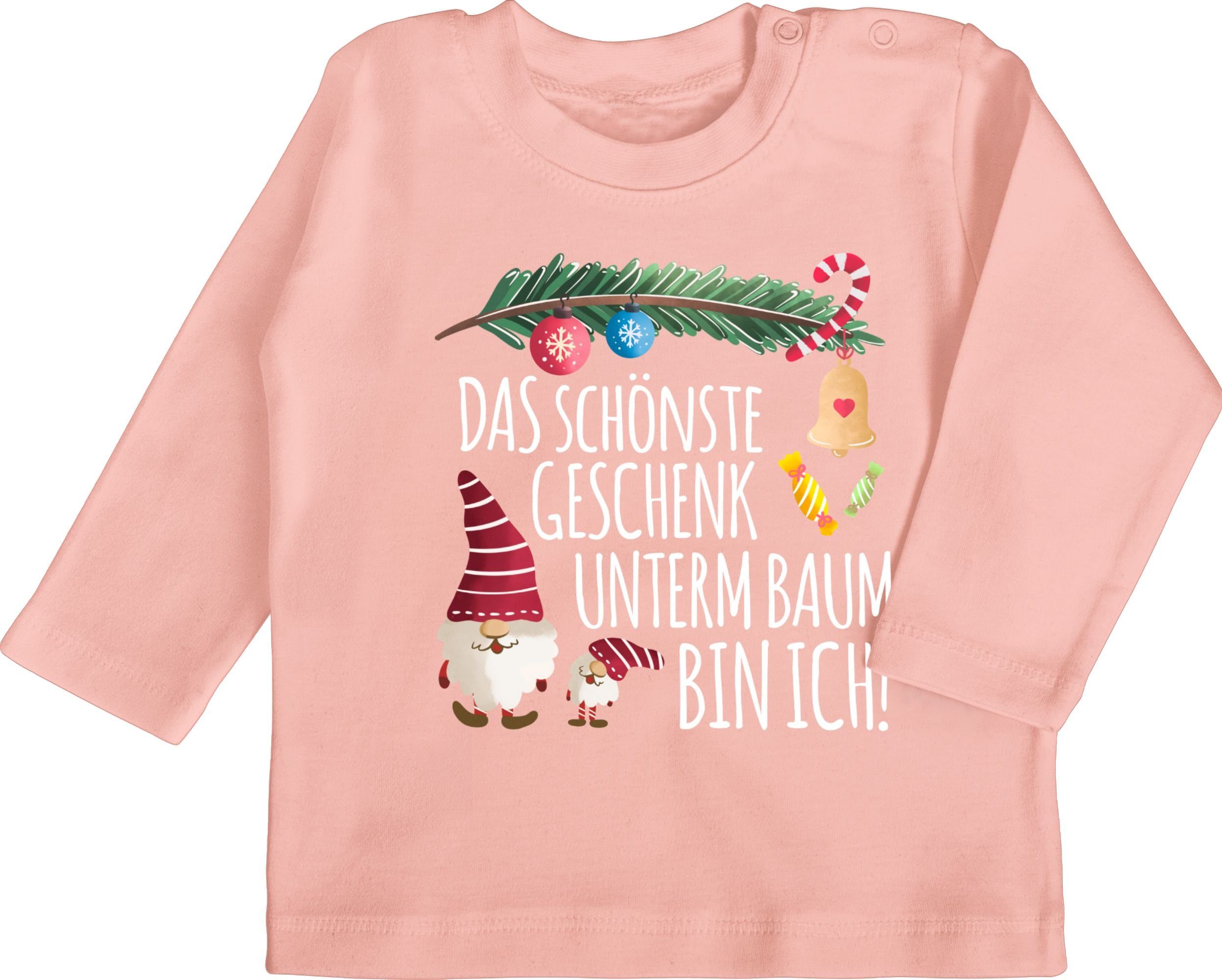 Shirtracer T-Shirt Das schönste Geschenk unterm Baum bin ich! - Wichtel Weihnachten Kleidung Baby 2 Babyrosa