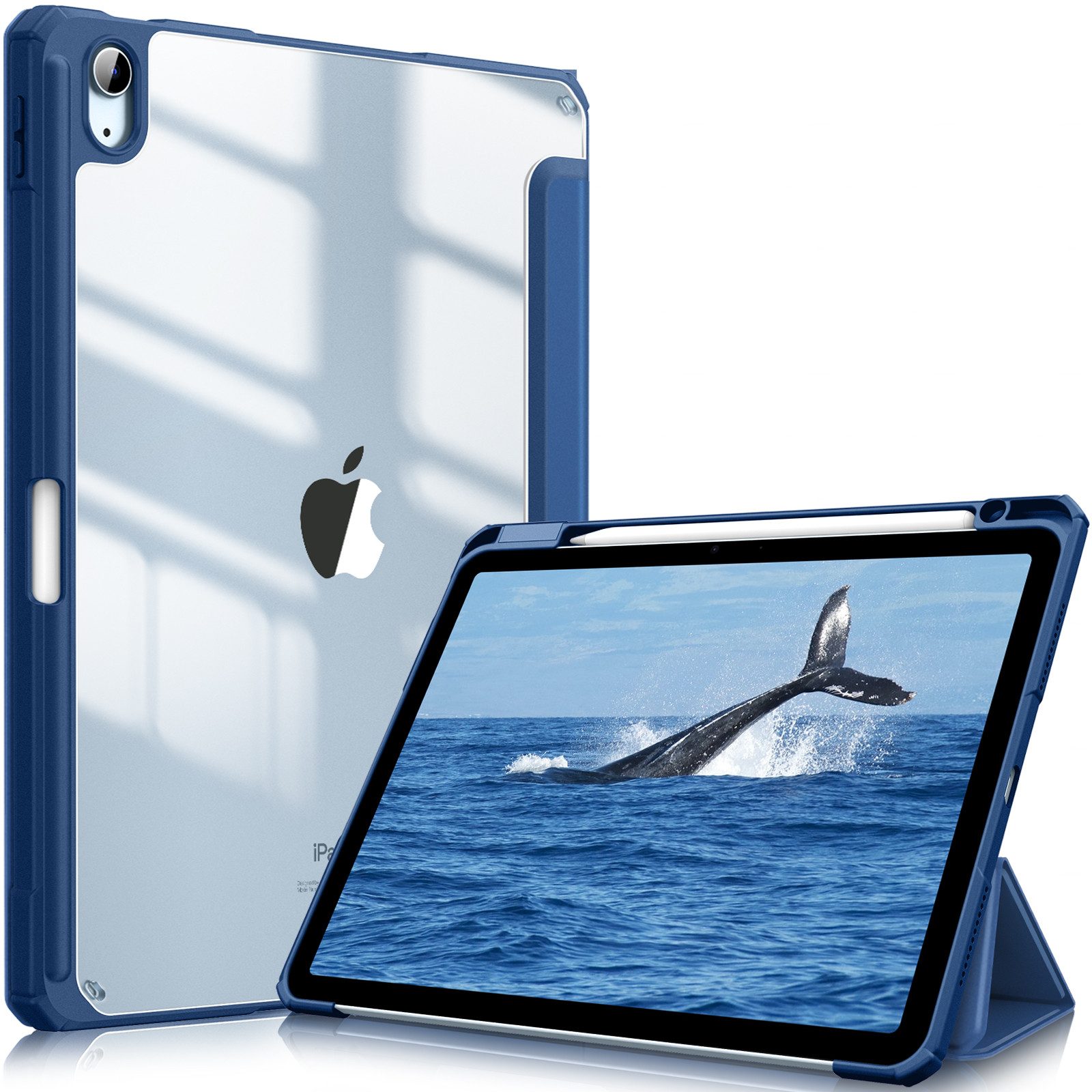 Fintie Tablet-Hülle für iPad Air 11'' M4/M3/M2(2026/2025/2024), iPad Air 5/4 Gen 2022/2020 10.9 Zoll, mit Stifthalter, Hülle mit transparenter Hartschale auf der Rückseite