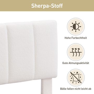 OKWISH Polsterbett aus Sherpa-Stoff (Eisenfüße,Lattenrost), 90*200cm ohne Matratze