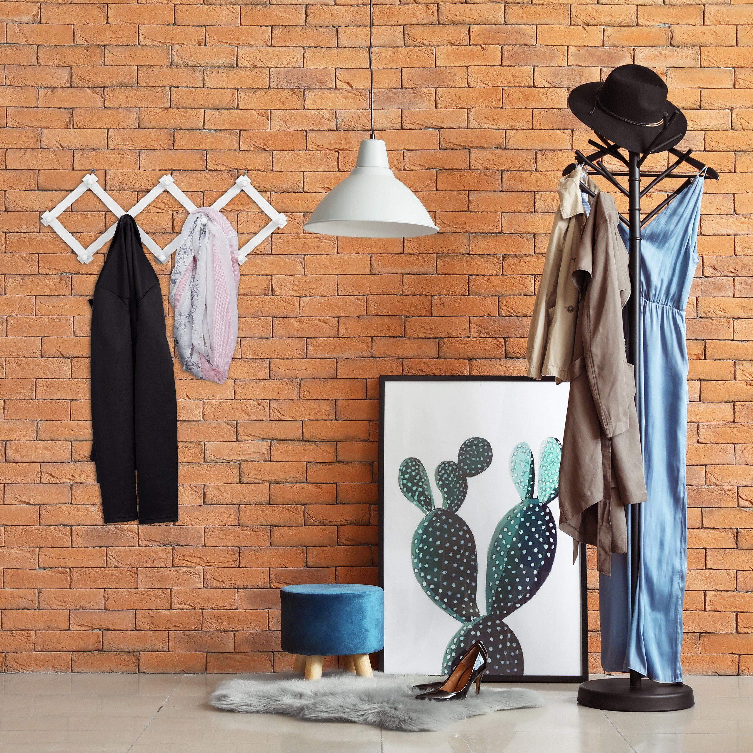 relaxdays Wandgarderobe Holz faltbar, Weiß günstig online kaufen
