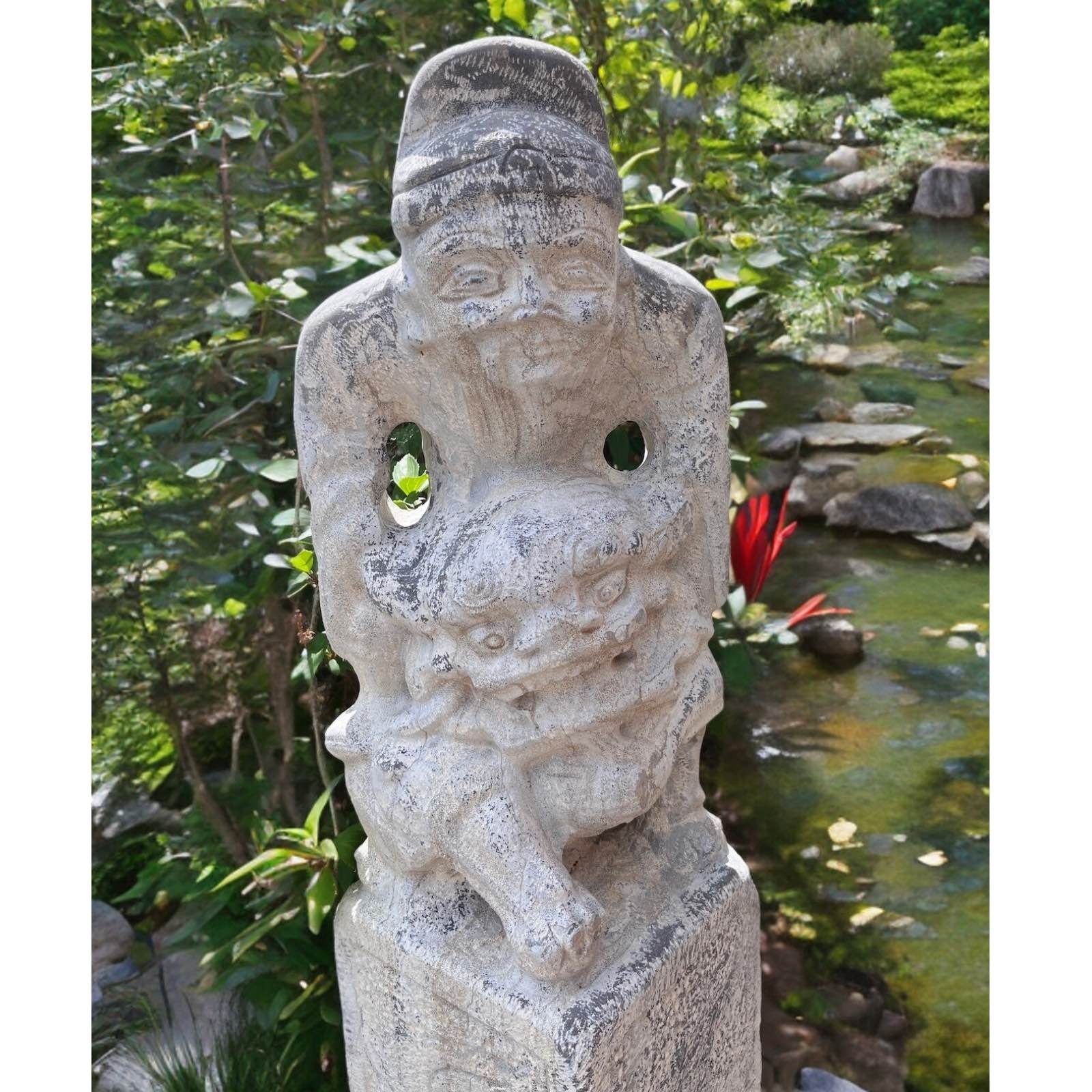 Naturstein 152cm Asiatischer Asien groß Wächterlöwe Gartenfigur LifeStyle Tempelwächter
