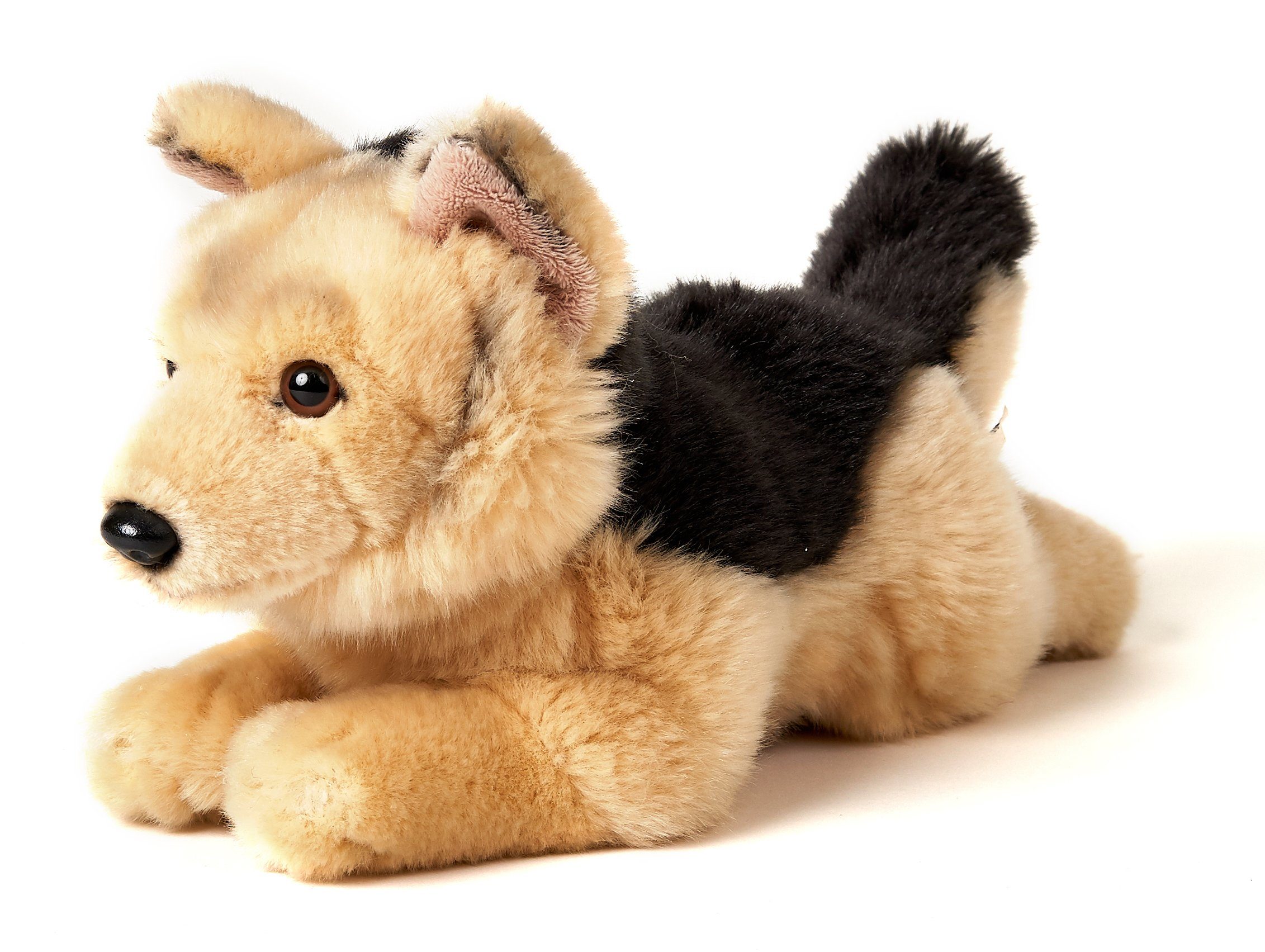 Uni-Toys Kuscheltier Deutscher Schäferhund, liegend - Länge 32 cm - Plüsch-Hund, Plüschtier, zu 100 % recyceltes Füllmaterial