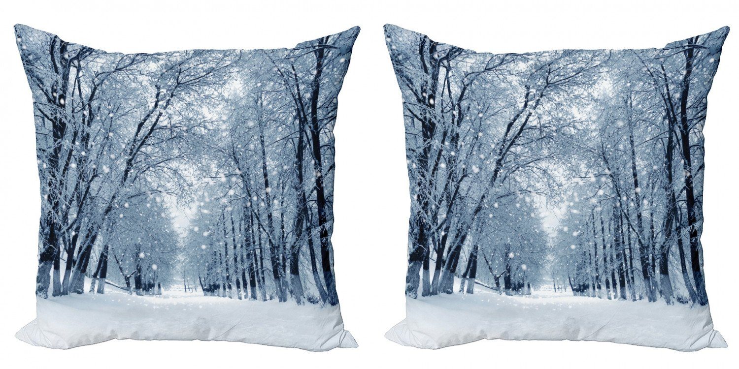 Wildlife Winter Stück), Snowy-Bäume Abakuhaus Accent Digitaldruck, Doppelseitiger Modern Kissenbezüge (2