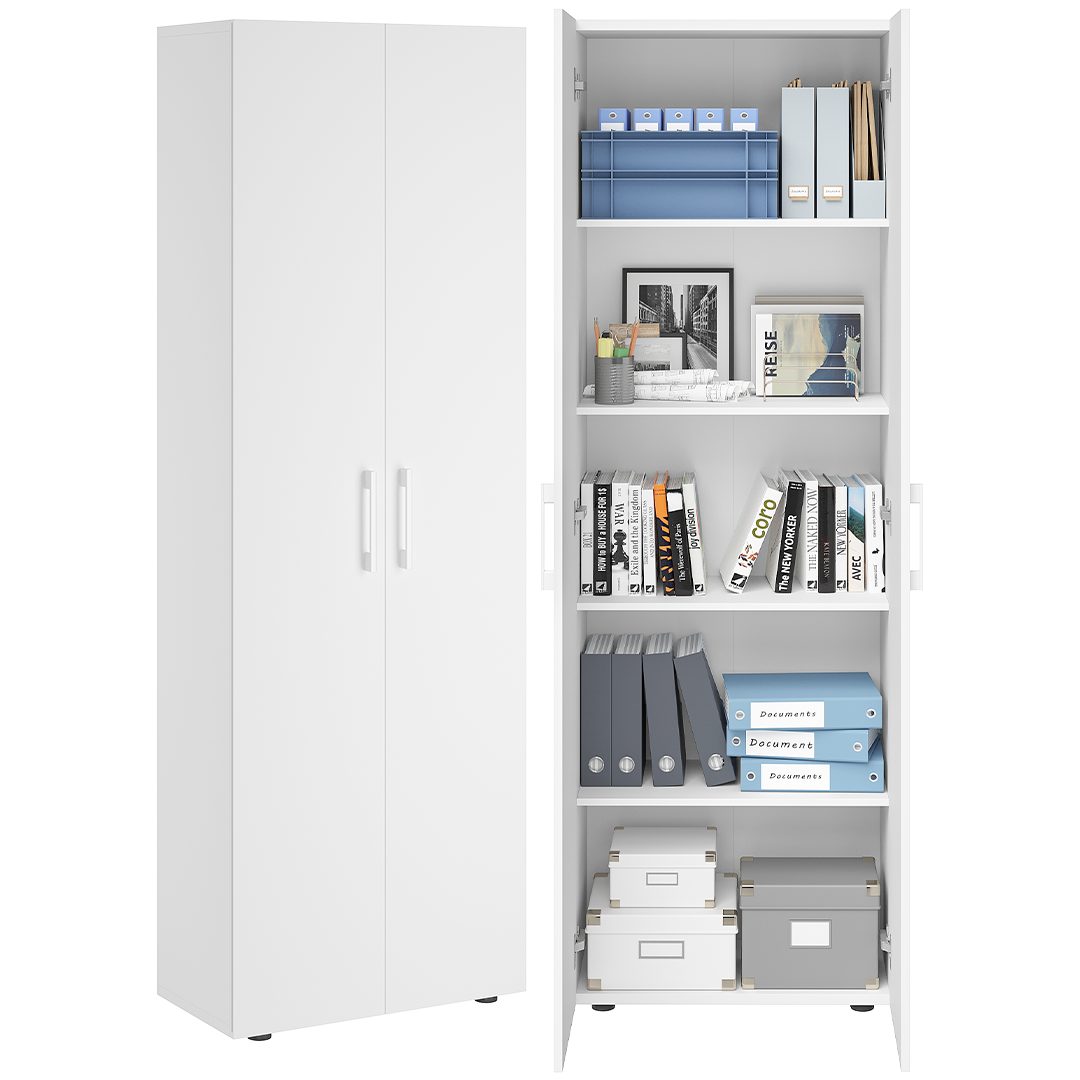 Bellamio Mehrzweckschrank Apol (Weiß) Aktenschrank mit 2 Türen & 5 Fächern, günstig online kaufen