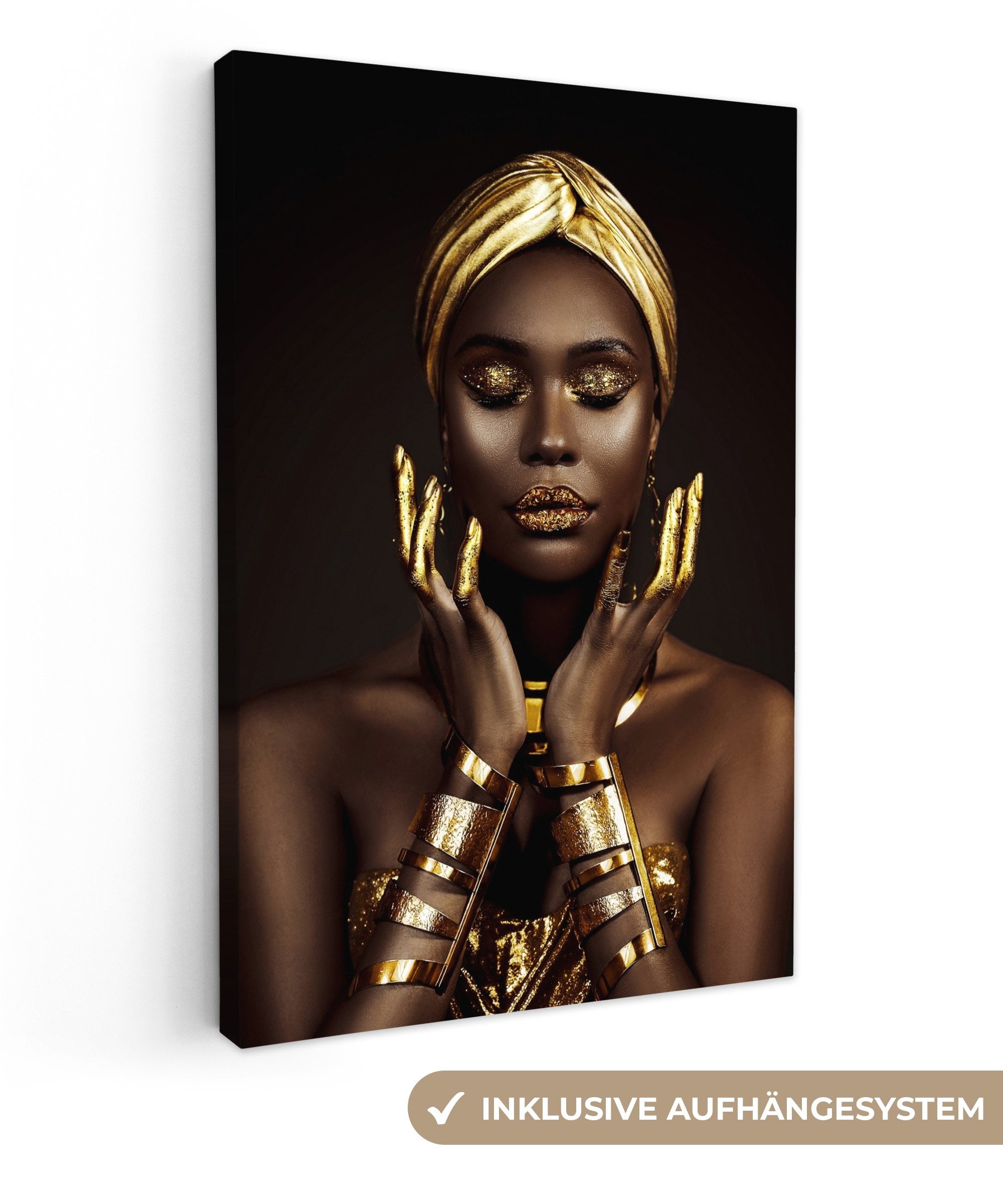 OneMillionCanvasses® Leinwandbild Frau - Abstrakt - Gold - Porträt, Fotodru günstig online kaufen
