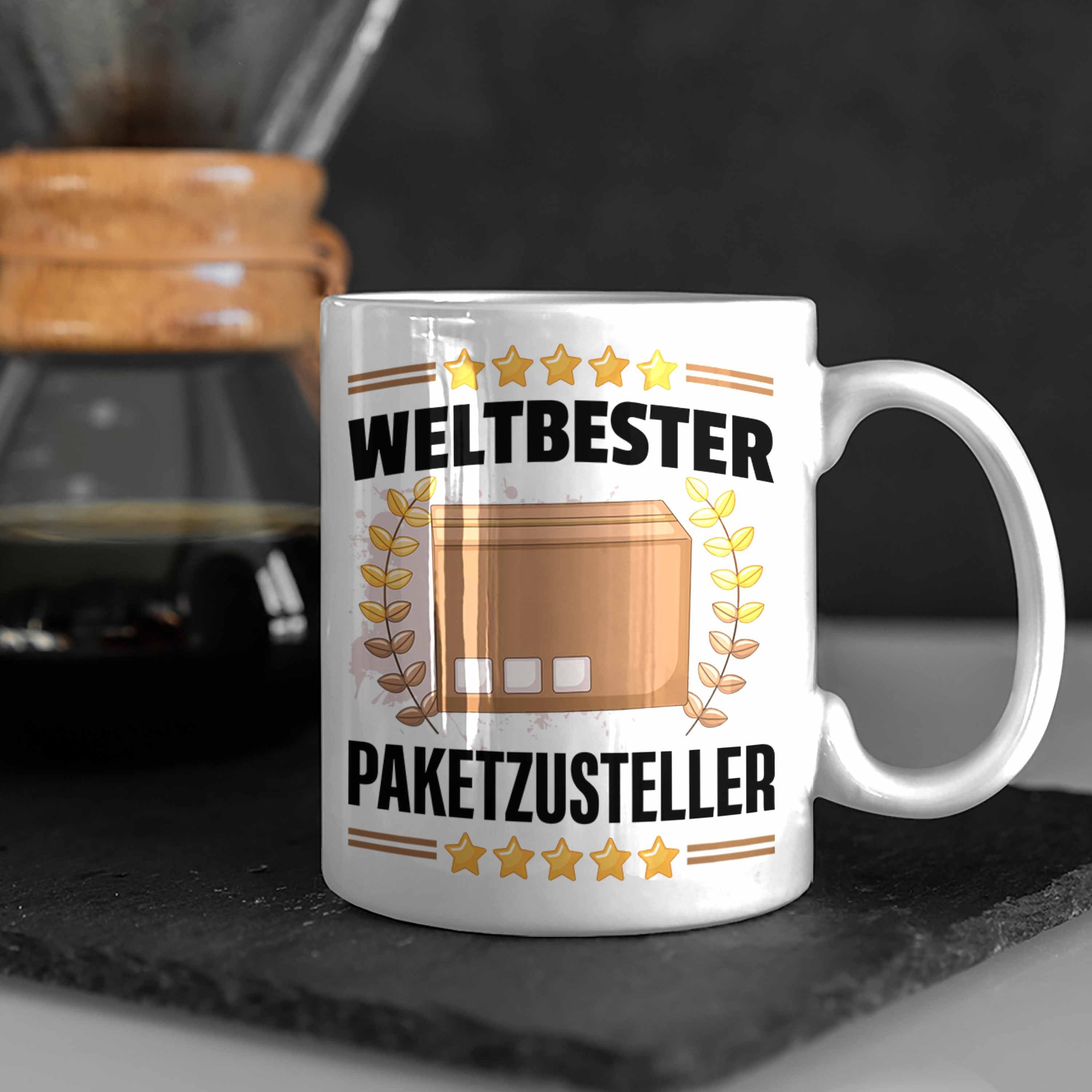 Paketbote Tasse Postbote Weltbester Tasse Trendation Spruch Geschenkidee Weiss Paketzusteller