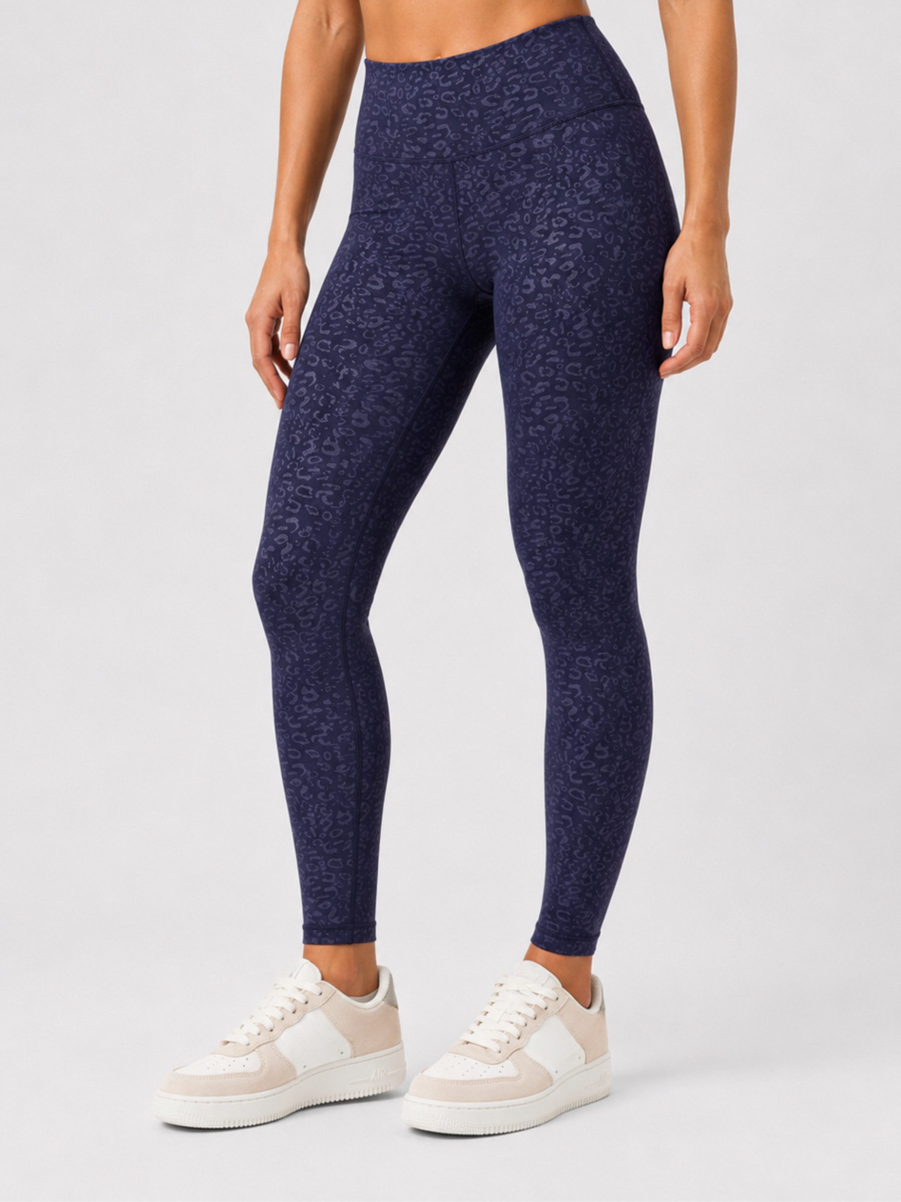 FemmeTone Yogaleggings Sportleggings mit Leo-Muster – Damen Leggings mit hohem Bund Sporthose Yogahose High Waist mit Bauch-weg-Effekt und Stretch