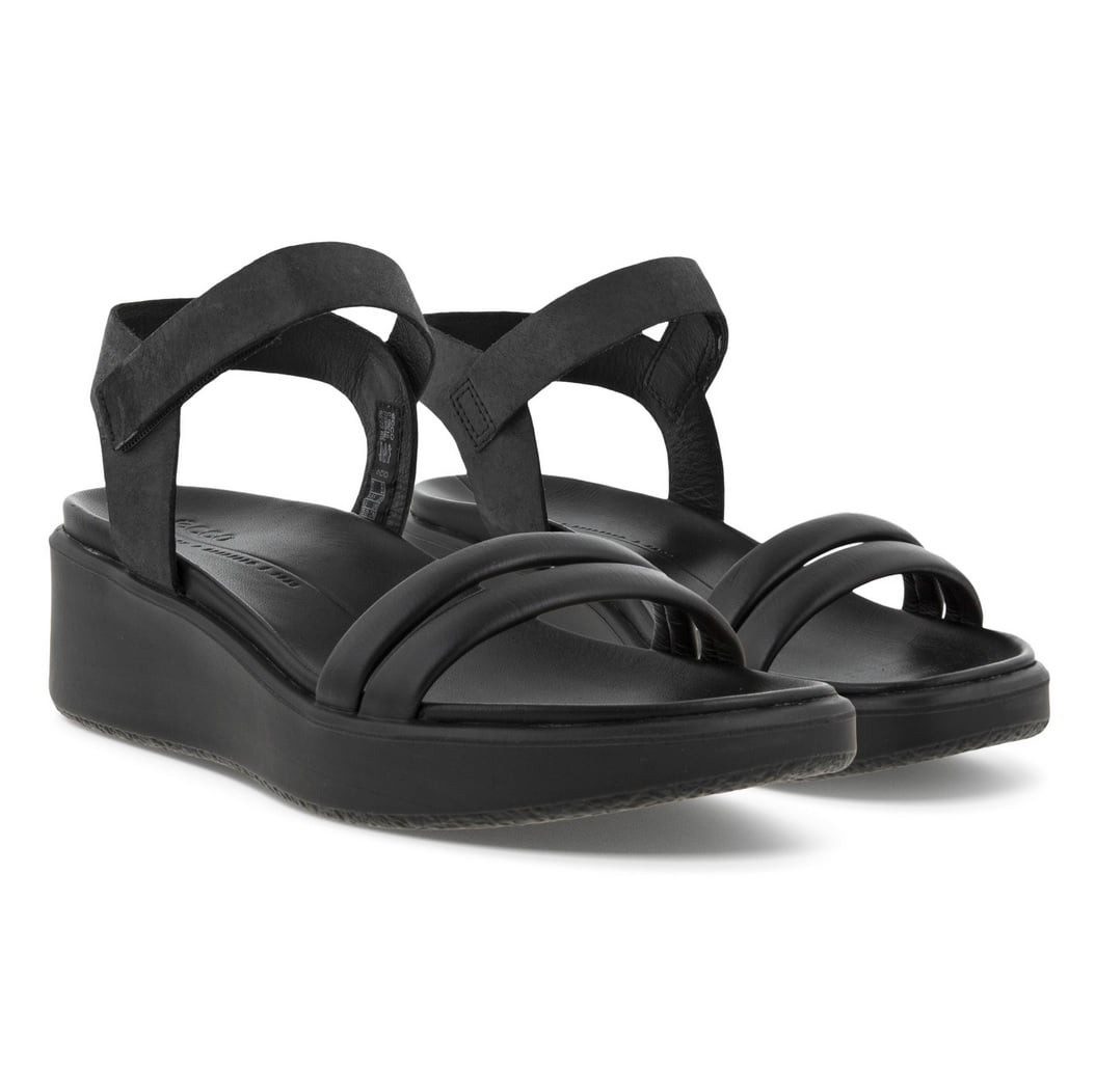 Ecco Flowt LX Wedge (Vollnarb und Nubukleder) schwarz Damen Sandale