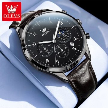 Tidy Quarzuhr OLEVS 2882 Herrenuhr Chronograph mit Tag & Nacht Schwarz