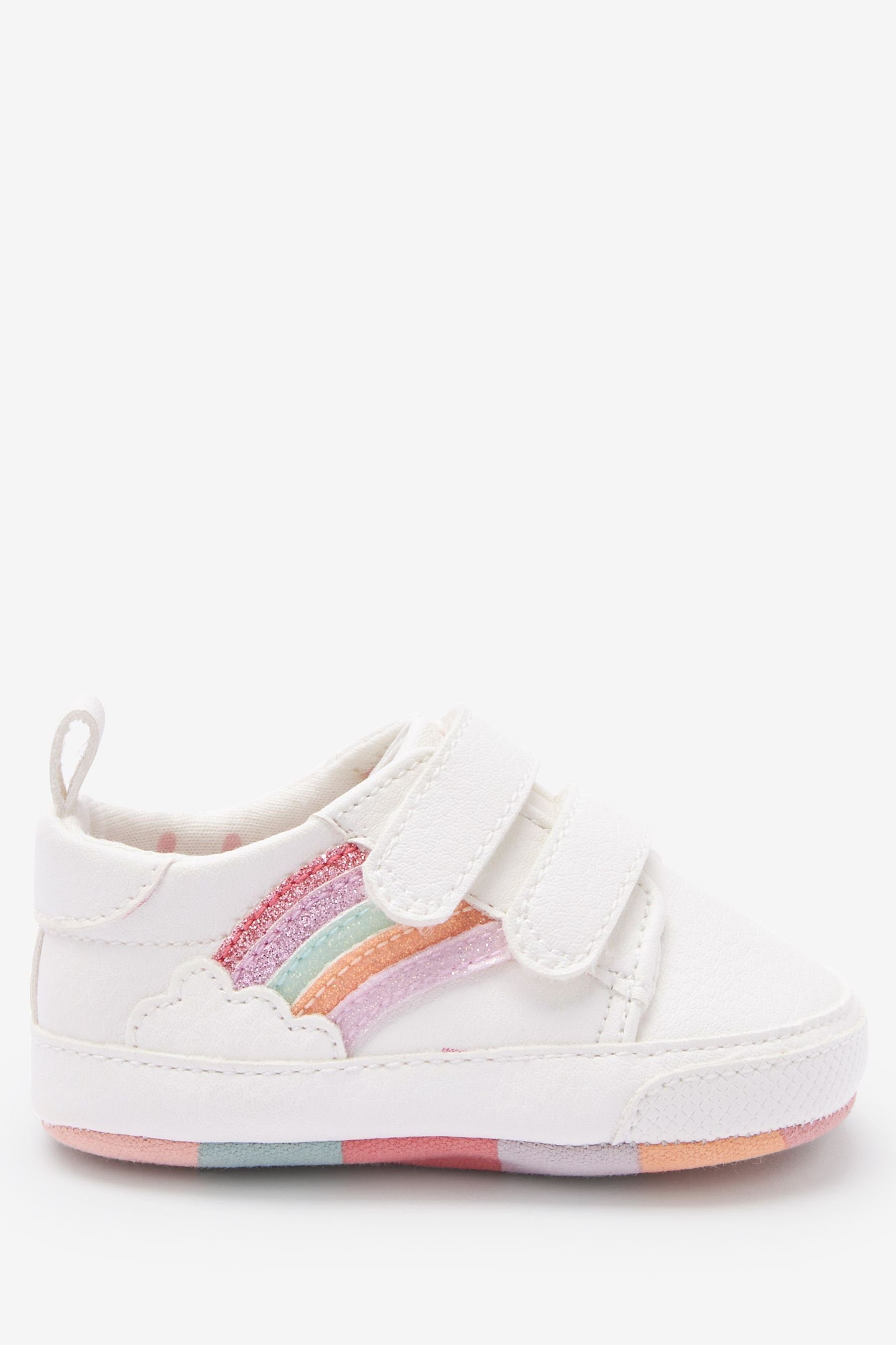 (1-tlg) Next White Trainer Baby Babystiefel Rainbow Glitter