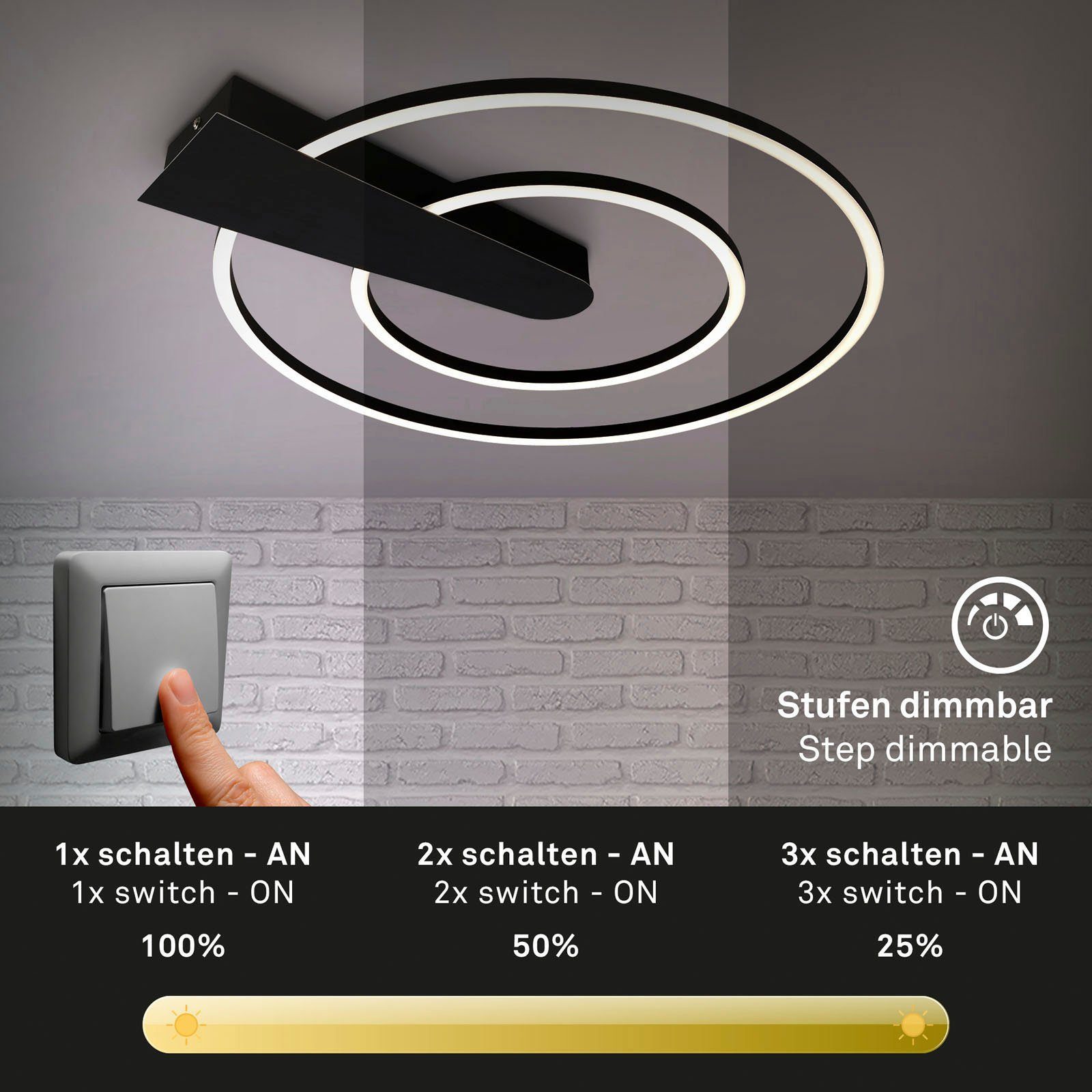 Briloner Leuchten Deckenleuchte NICO DUO, Deckenlampe dimmbar 25W 3000lm 30 günstig online kaufen