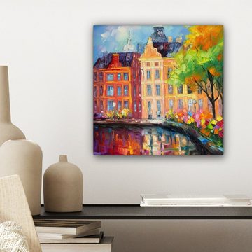 OneMillionCanvasses® Leinwandbild Ölgemälde - Amsterdam - Kunst - Farbenfroh, (1 St), Leinwand Bilder für Wohnzimmer Schlafzimmer, 20x20 cm