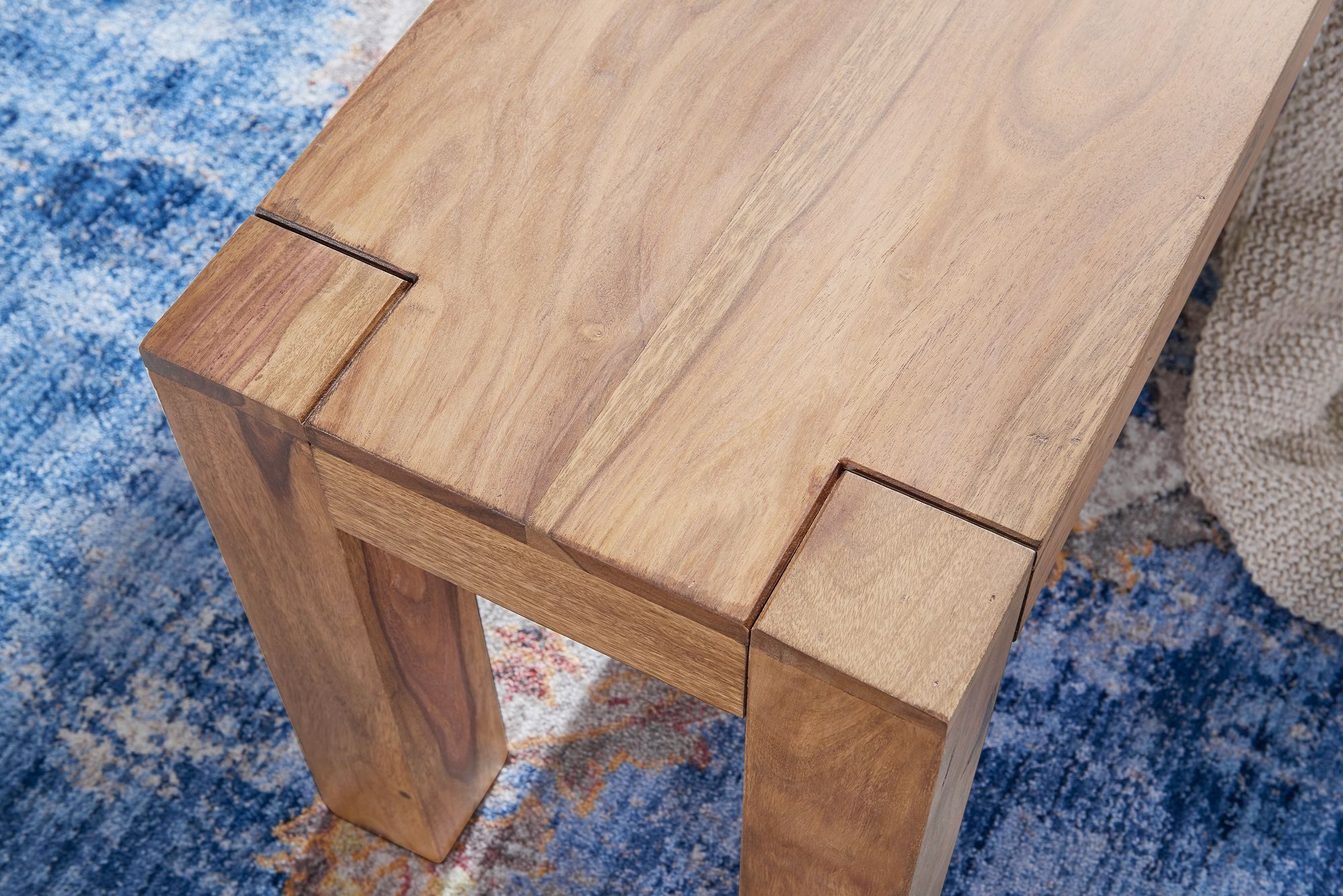 FINEBUY Essbank SuVa2413_1 Sitzbank Massiv Akazie Holzbank Esszimmerbank Küchenbank (Akazie Massivholz 120x45x35 cm Esszimmerbank), Küchenbank Esszimmer ohne Lehne, Landhausstil