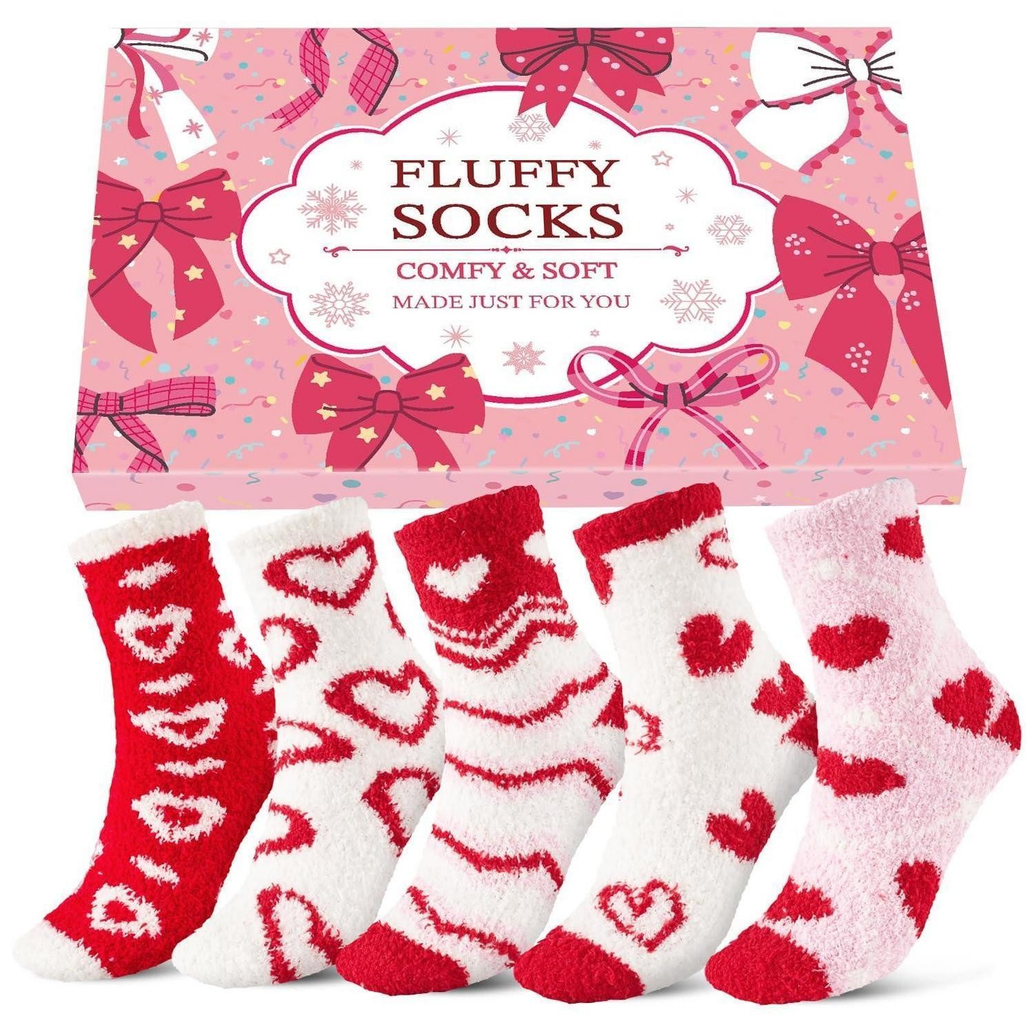 LuxusKollektion Kuschelsocken Kuschelsocken Damen 5 Paar Rot 35-42