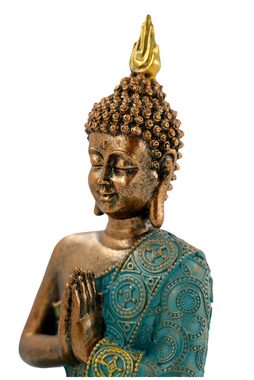 MF Buddhafigur Dhyana Mudra Shanti Buddha in Mint Grün Gold Dekorative Figur, 30 cm