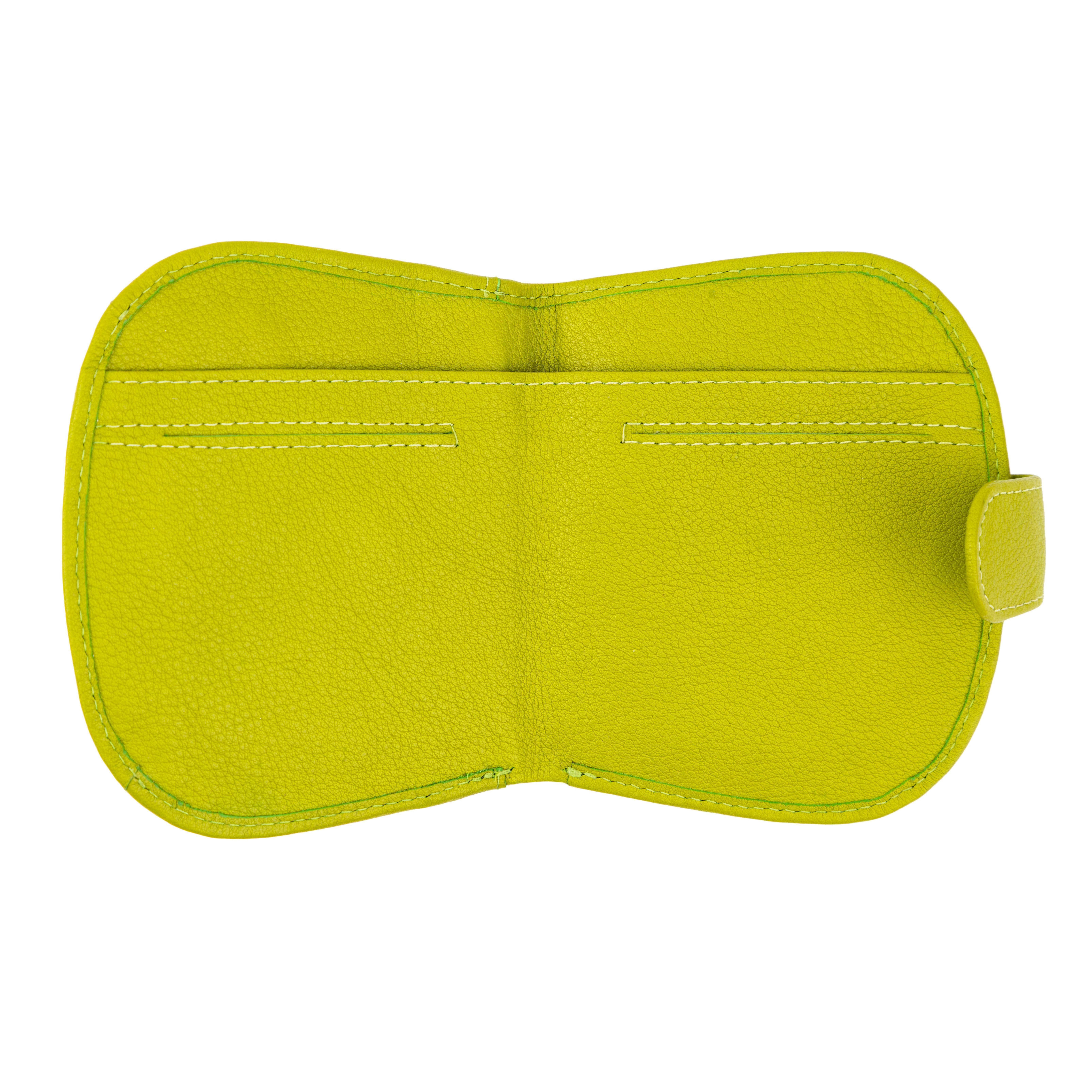 El Puente Geldbörse "Mio" Geldbörse RFID aus Nappa-Leder in Hellgrün, Handmade, Handmade