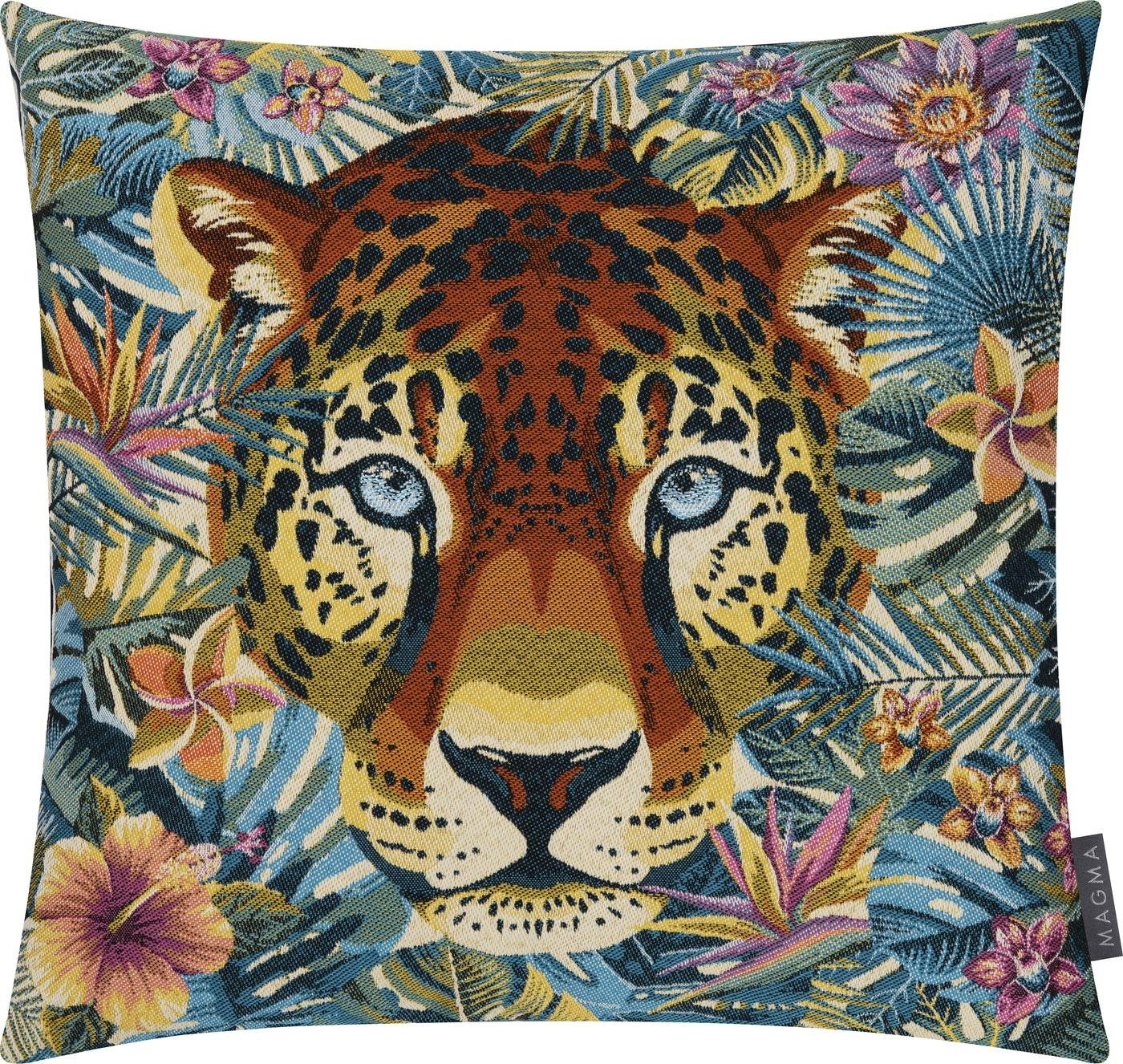 Magma Heimtex Kissenbezug Tiger bunt ca. 45x45cm samtig weich exotisch, (1 Stück), Rückseite schwarz einfarbig