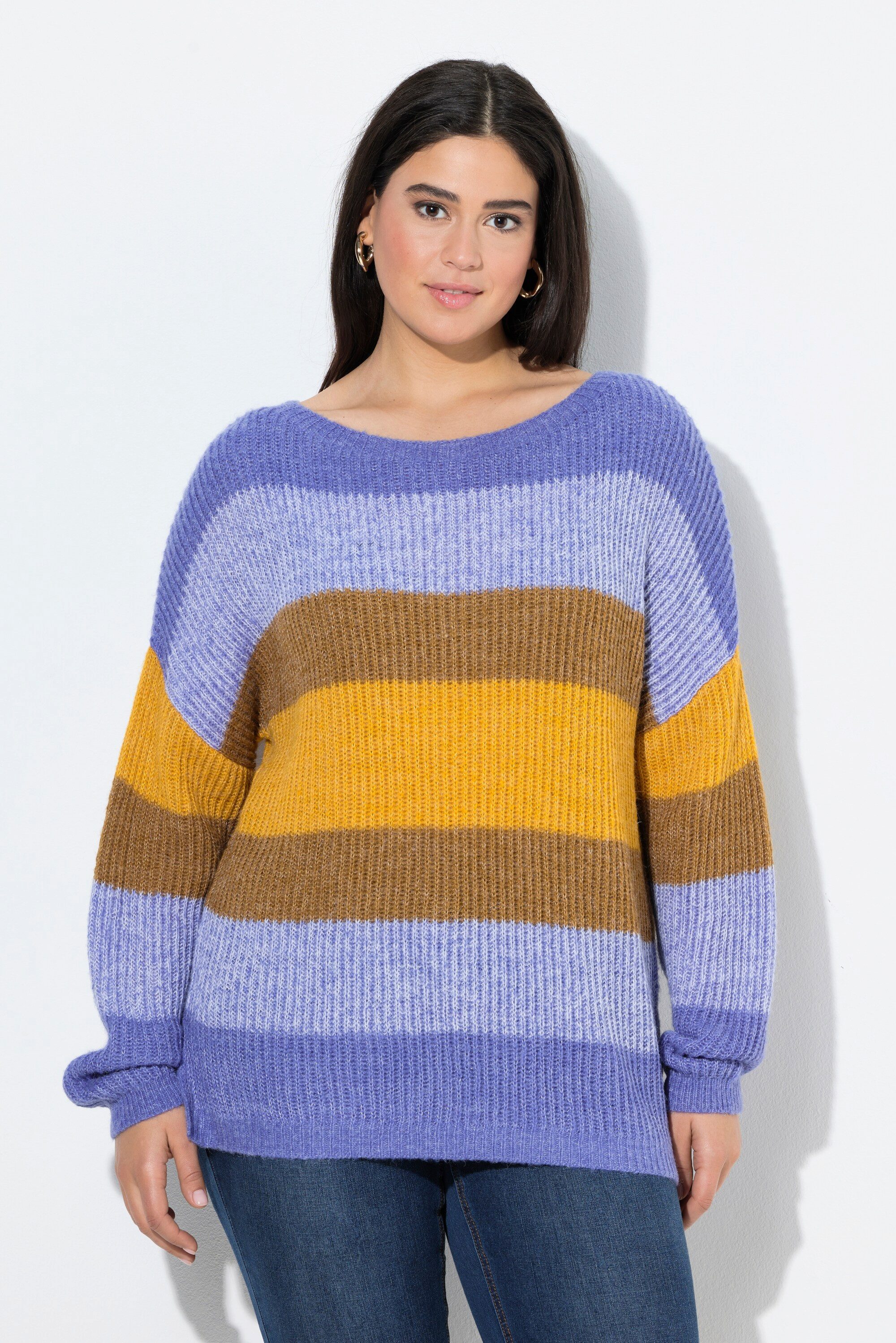 Ulla Popken Strickpullover Pullover Farbverlauf Oversized Rundhals Langarm günstig online kaufen