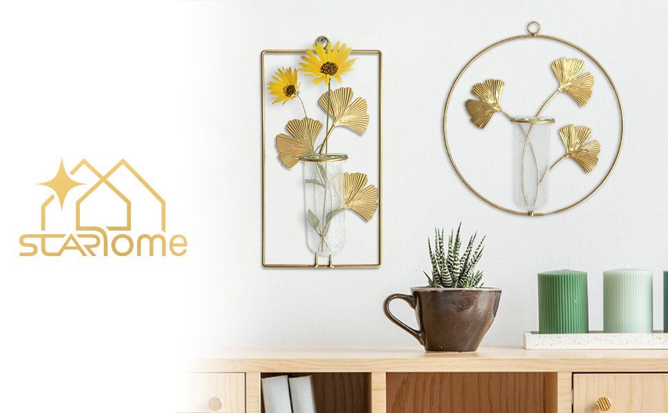 Starhome Wanddekoobjekt Orient 2er Set aus Metall und Glas. Metalldeko gold günstig online kaufen