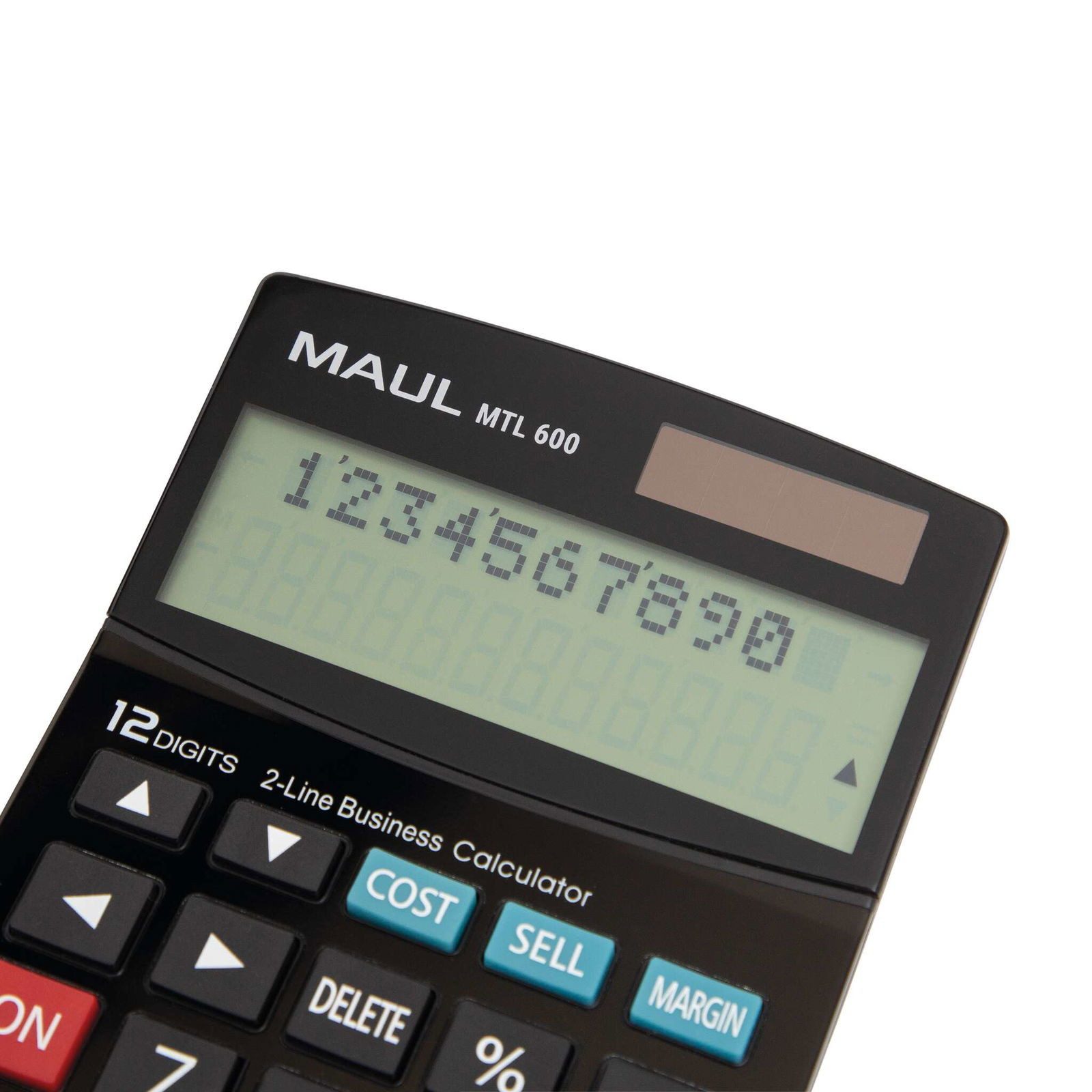 MAUL Taschenrechner mit kaufmännischen Funktionen, 12-stelliges Display mit 2 Zeilen, Steuerberechnung, Gewinnspannenberechnung, inkl. Gerätebeatterie – Bild 2 von 5