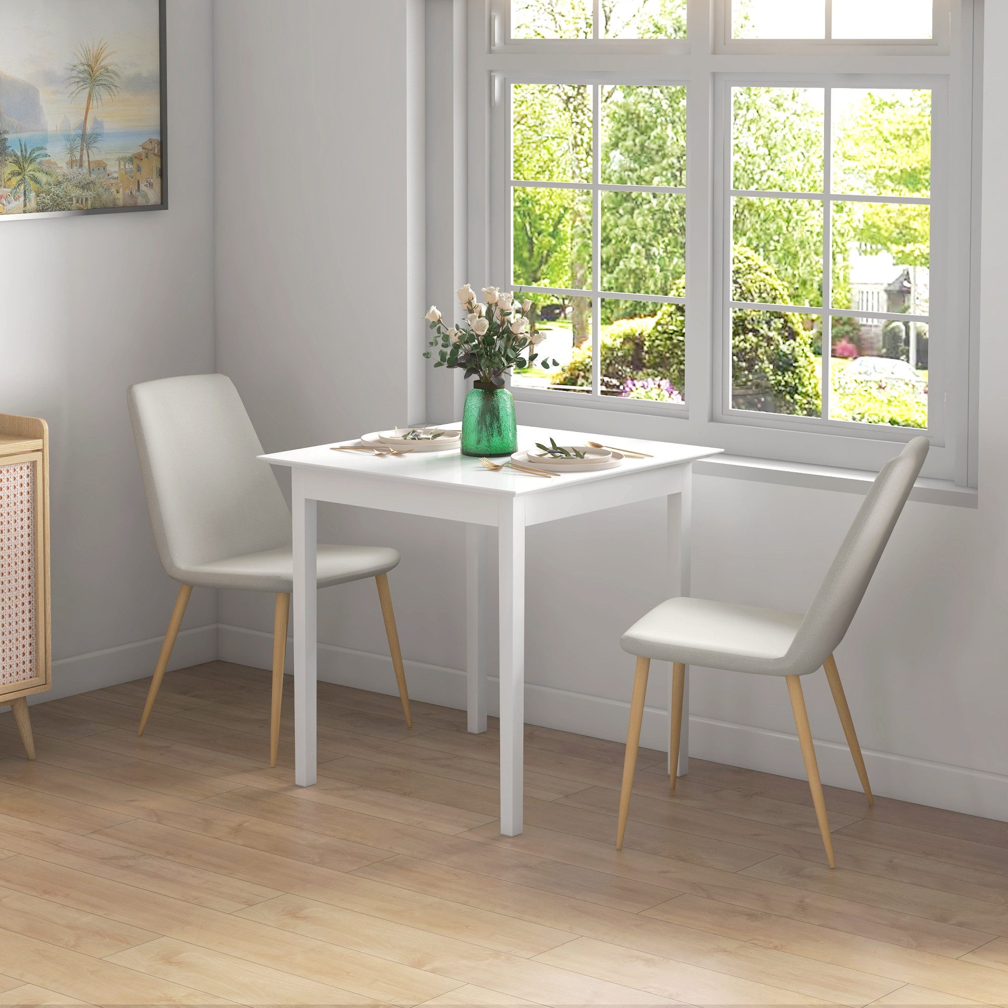 HOMCOM Esstisch Esszimmertisch aus Massivholz Kleiner moderner Tisch (Küchentisch, 1-St., Holztisch), für Esszimmer, Küche