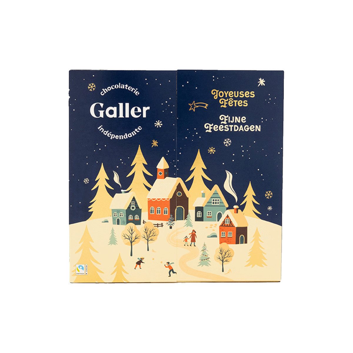 Galler Schokolade Festliche Box mit Schokoladenrohlingen und -riegeln Galler Advent Cale
