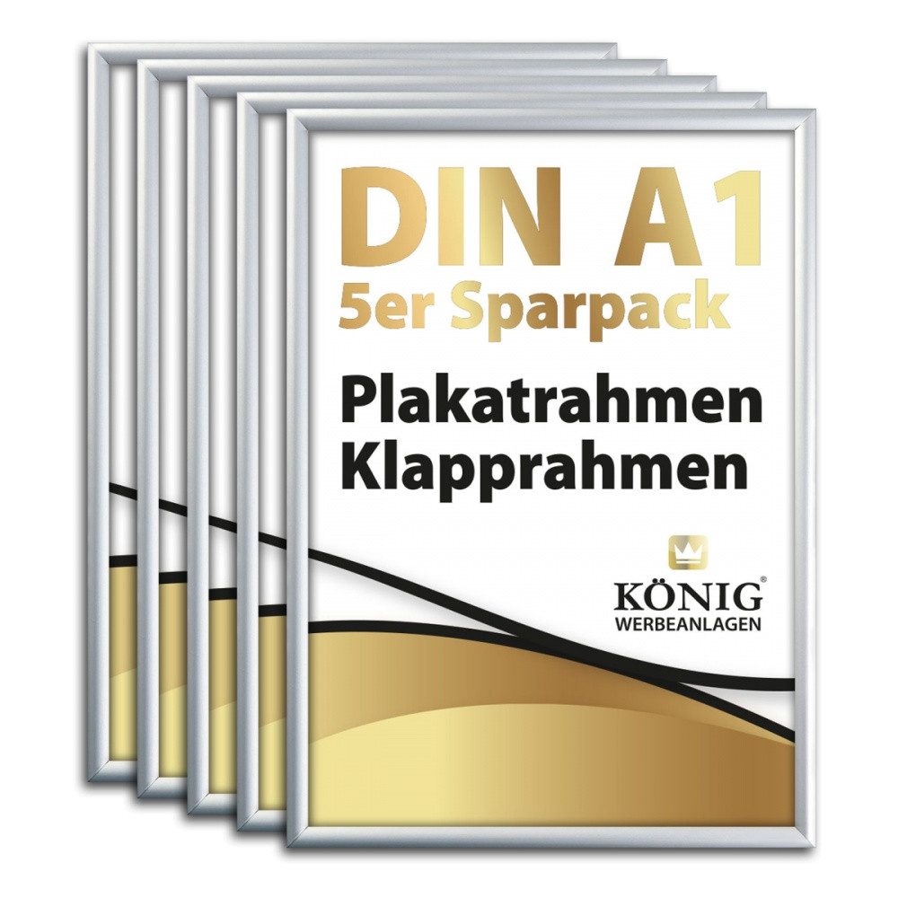 Rahmen 5 Dreifke® Plakatrahmen DIN A1, 25mm Aluminium Profil, Silber, inkl