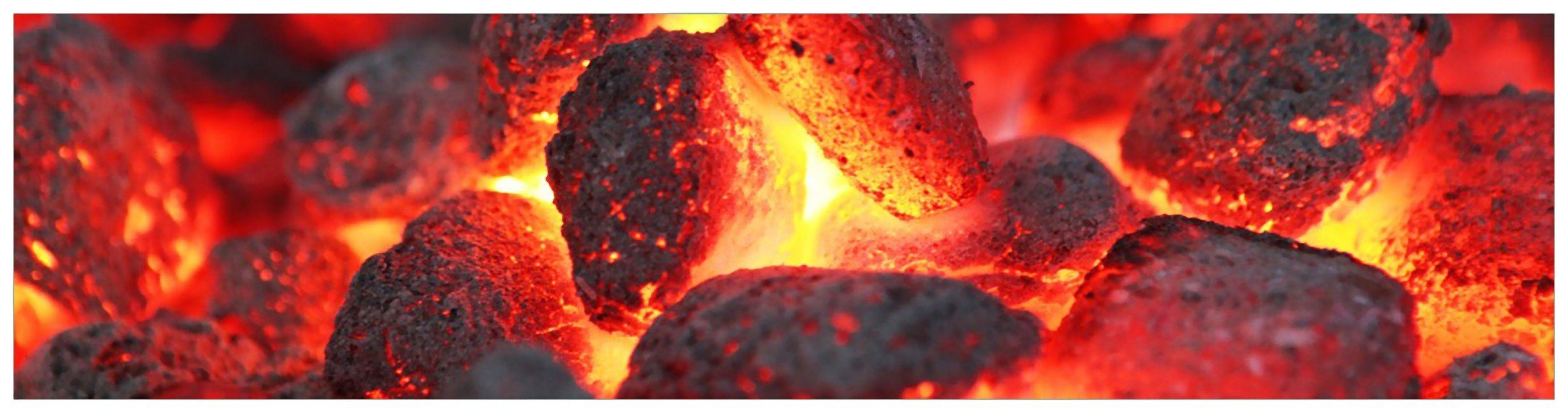 Wallario Küchenrückwand Glühende Kohlen im Kamin, (1-tlg)