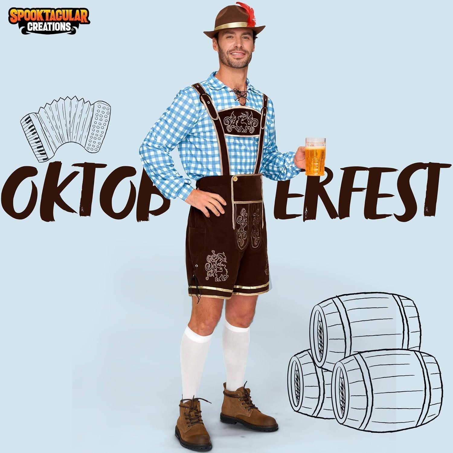 LuxusKollektion Trachten-Kostüm Kostümset Oktoberfest Herren kariert grün blau rot M Blau