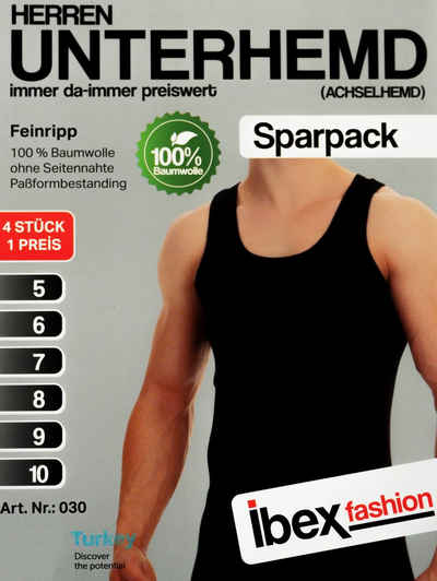 TEXEMP Unterhemd 4er Pack Herren Unterhemd Tank-Top Achselhemd Feinripp Baumwolle (Packung, 4er-Pack) Feinripp