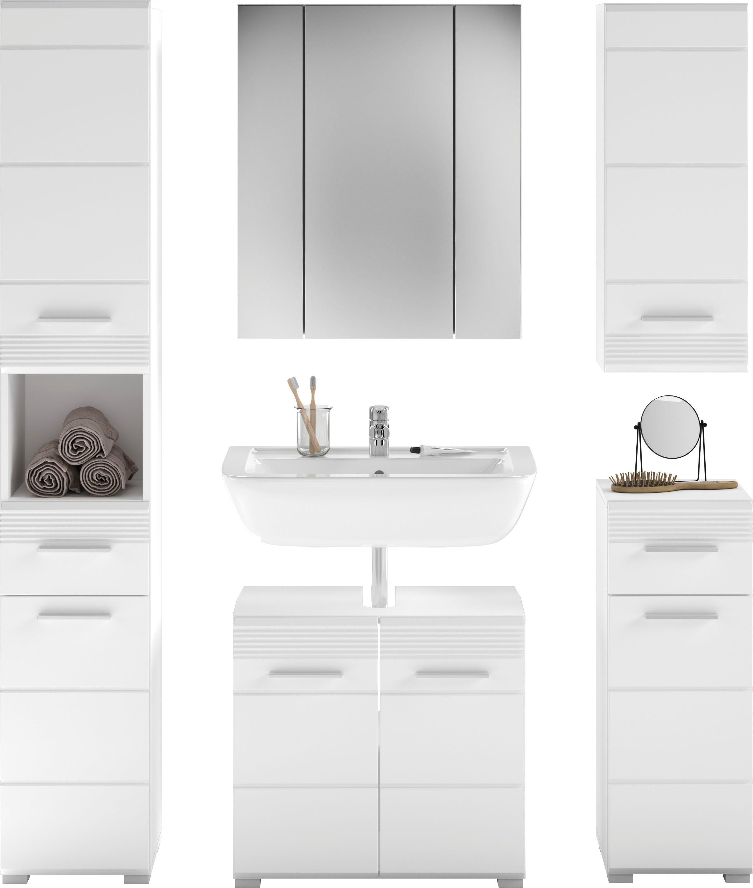 INOSIGN Badmöbel-Set Malmö, 5 teilig, bestehend aus:, (Set, 5-St), Hochschr günstig online kaufen