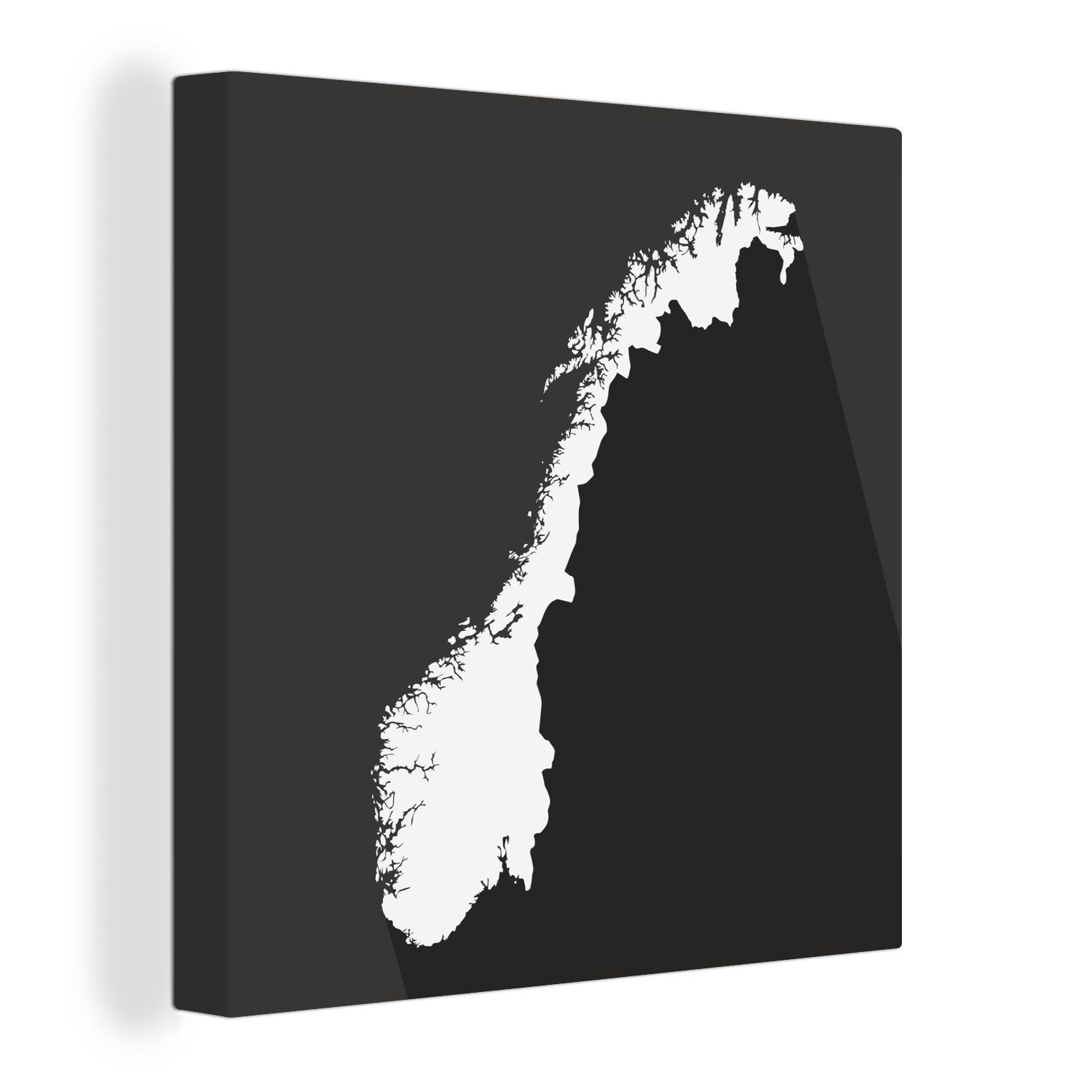 OneMillionCanvasses® Leinwandbild Illustration von Norwegen in schwarz-weiß, (1 St), Leinwand Bilder für Wohnzimmer Schlafzimmer