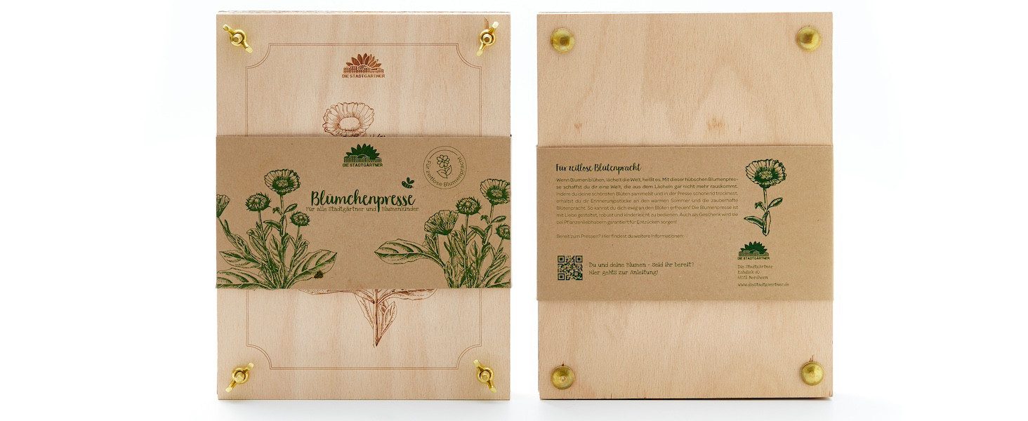 Die Stadtgärtner Lernspielzeug Blumenpresse aus Buchenholz mit großer Pressfläche (190 x 250mm)