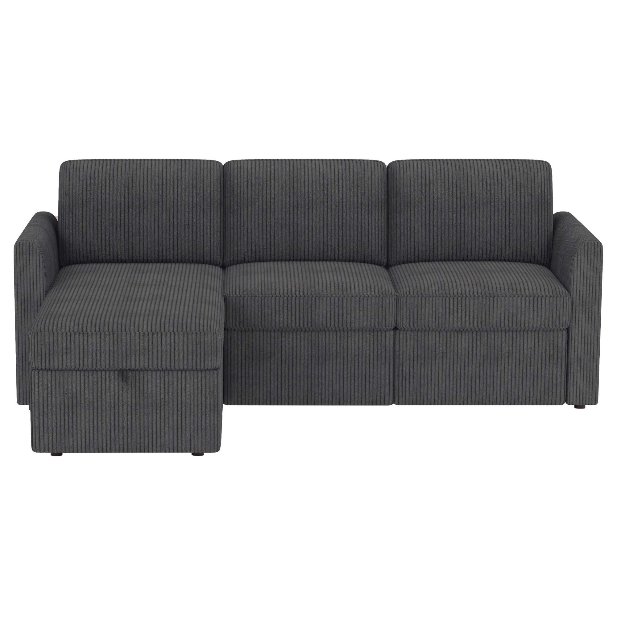 Dorel Home Ecksofa NORDHUS, L-Form, 200 cm, Recamiere rechts/links montierbar, mit Stauraum, softer Cord-Bezug