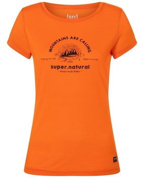 SUPER.NATURAL Print-Shirt Merino T-Shirt W MOUNTAIN LOVE TEE atmungsaktiver Merino-Materialmix