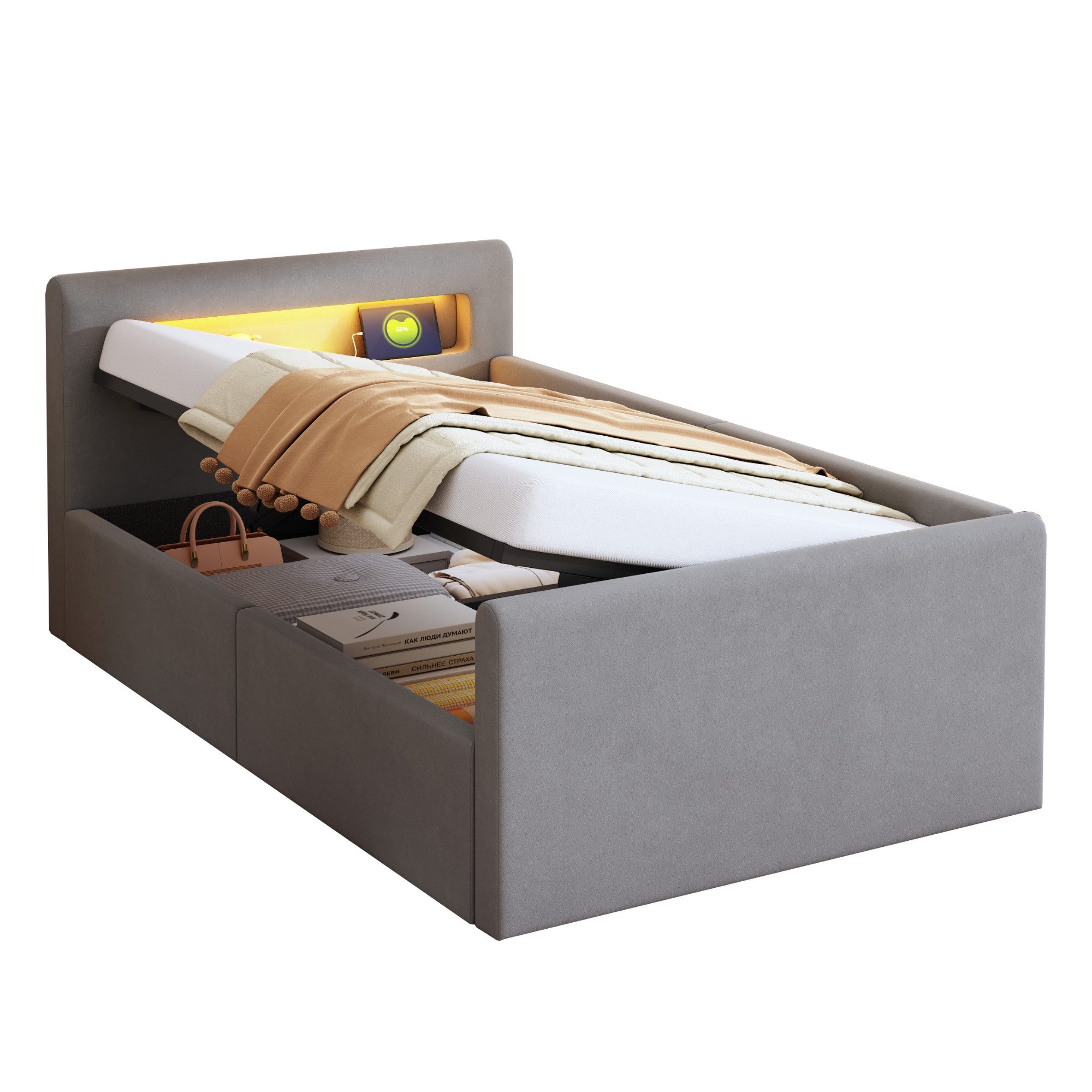REDOM Polsterbett Funktionsbett Kinderbett (mit LED-Licht, günstig online kaufen