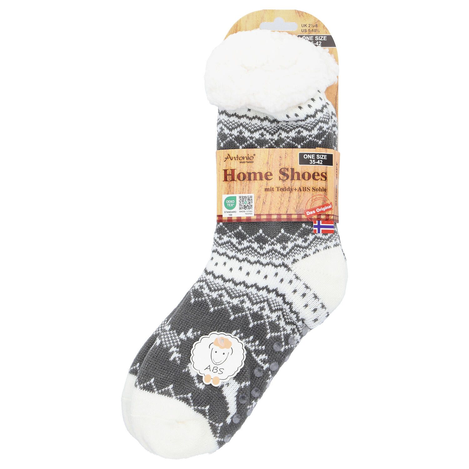 Antonio Haussocken Antonio Hüttensocken mit ABS Sohle Größe 35-42 grau günstig online kaufen