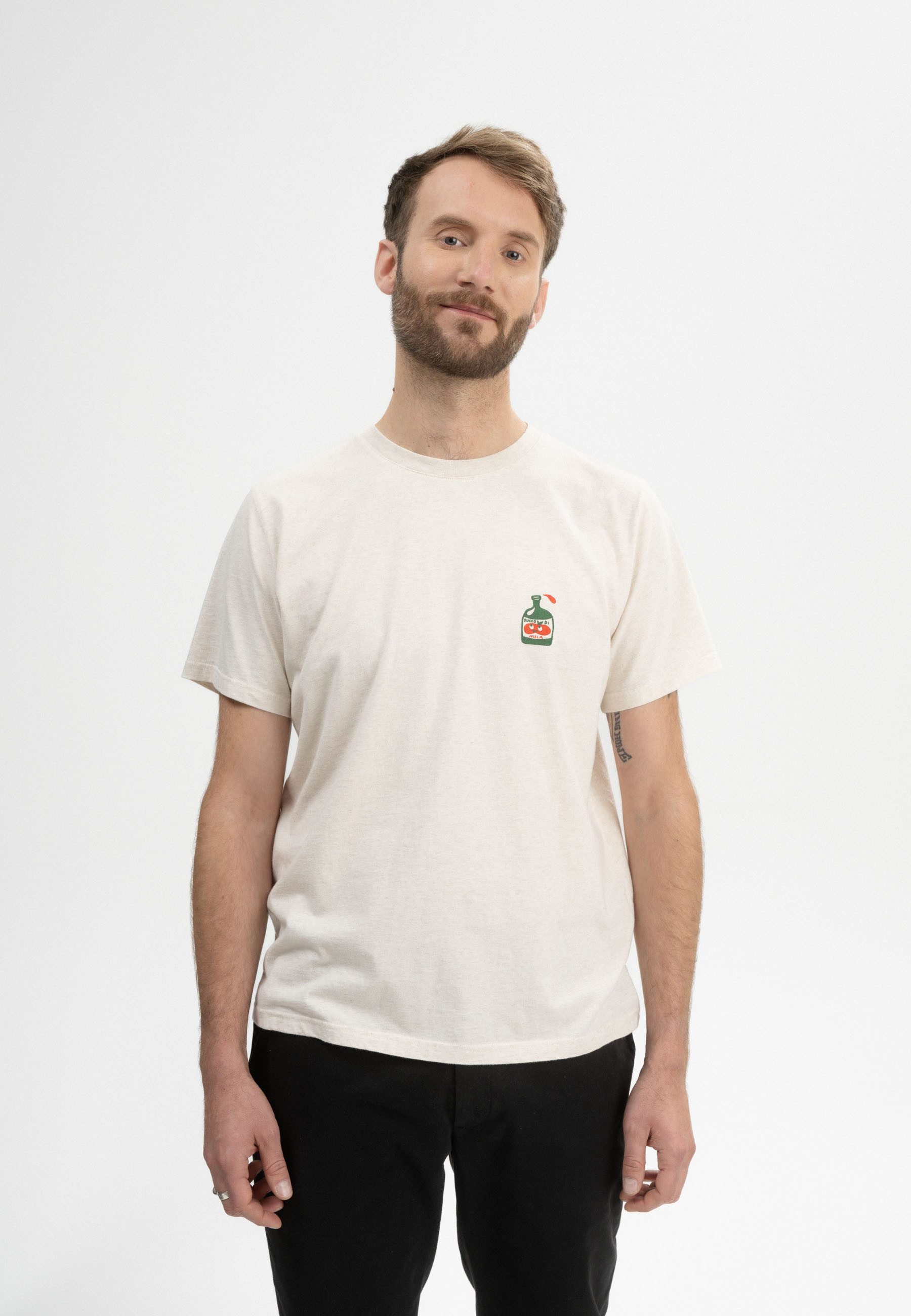 MELA Kurzarmshirt Herren T-Shirt Artist Edition Josha Fein gerippter Kragen