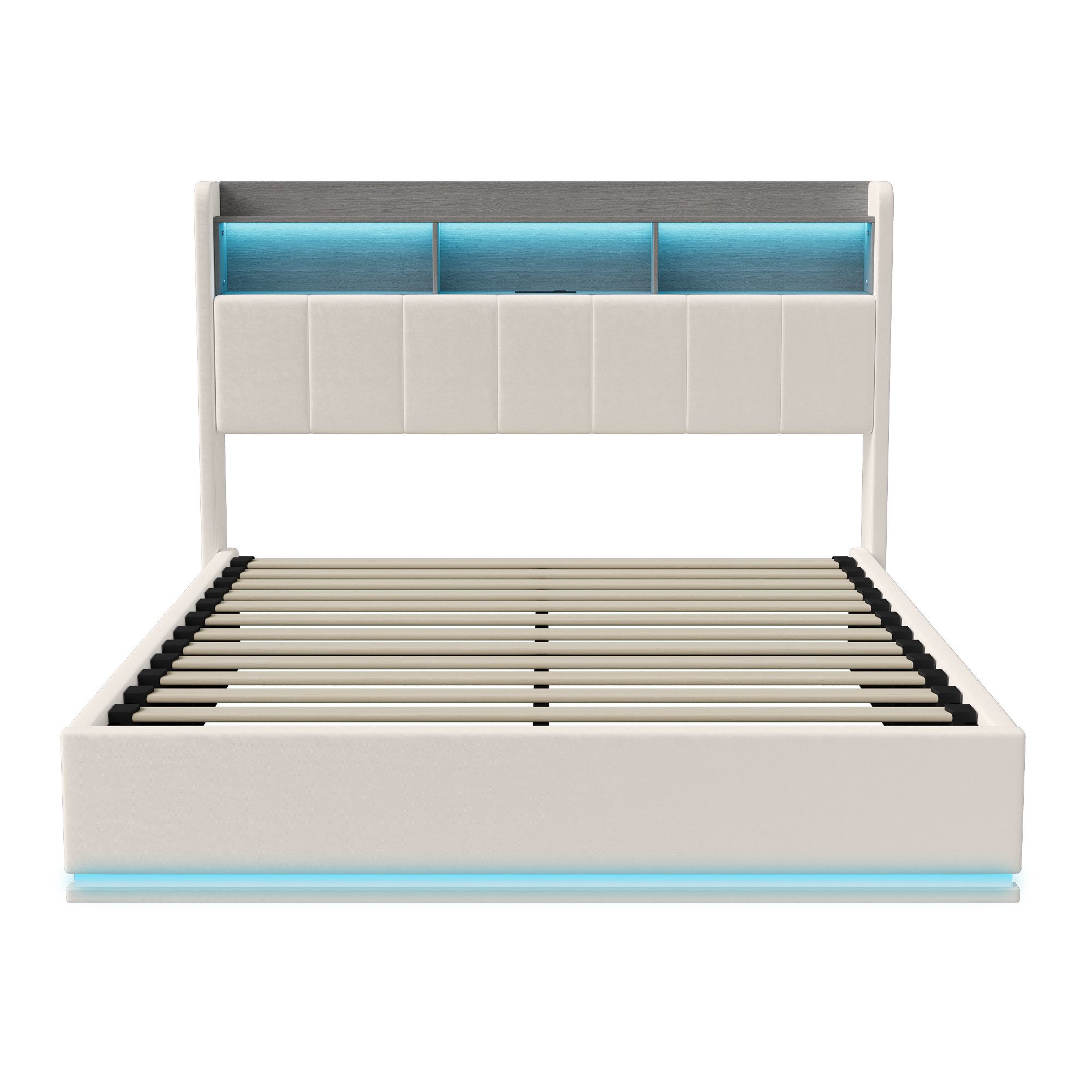 Furnishings Home Polsterbett Stauraumbett Doppelbett LED, Hydraulisch anheb günstig online kaufen