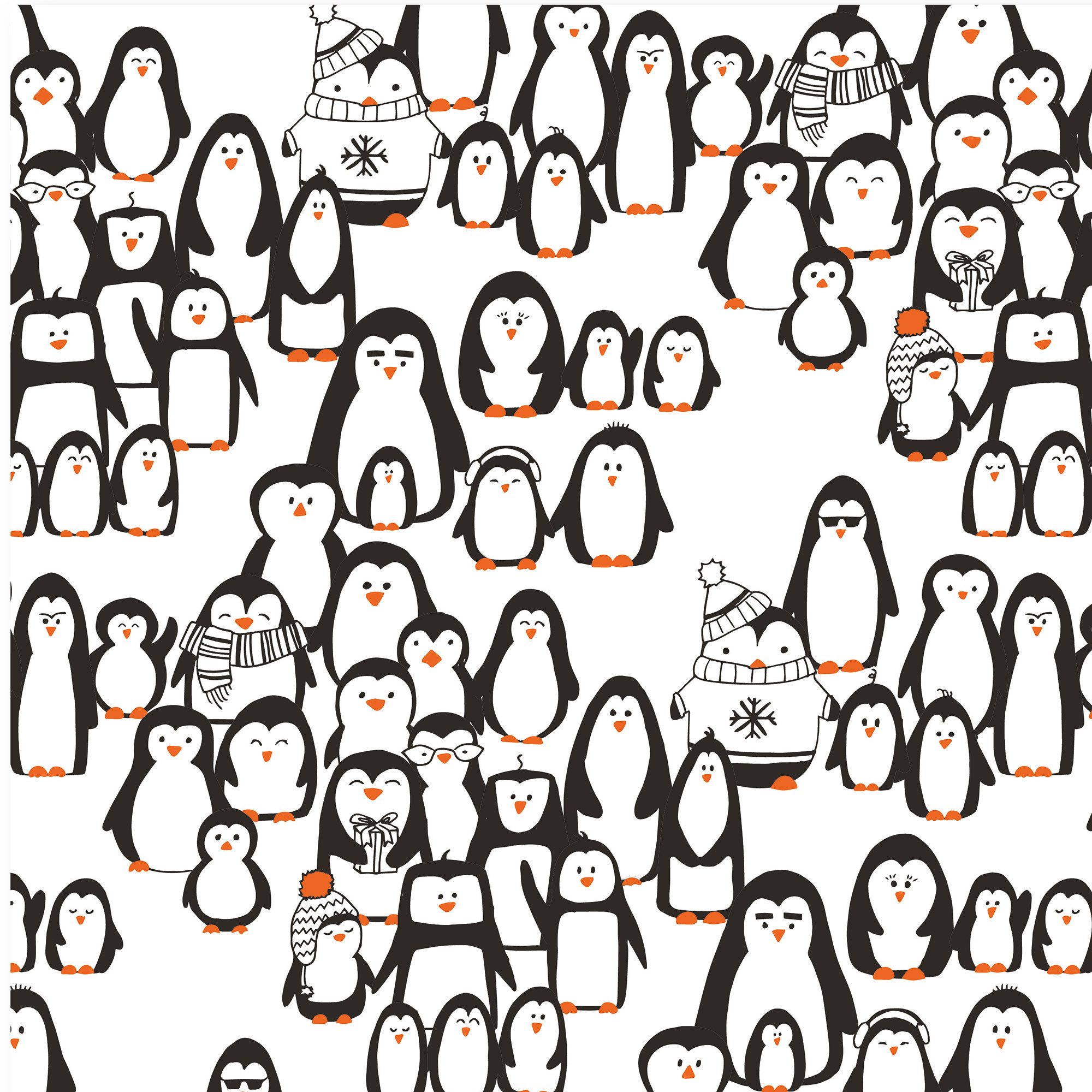Bow & Hummingbird Geschenkpapier Geschenkpapier Pinguinparade, 100% Recyclingpapier