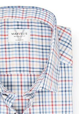 MARVELIS Kurzarmhemd Kurzarmhemd - Modern Fit - Kariert - Rot