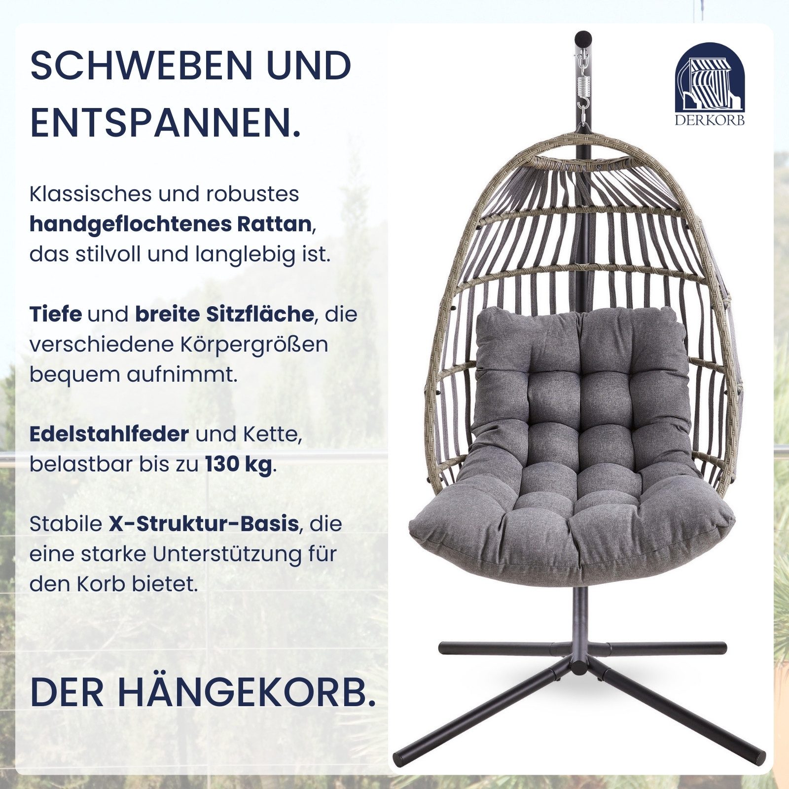 DERKORB Hängesessel Der Hängekorb - Hängesessel mit Gestell und extra dicke günstig online kaufen